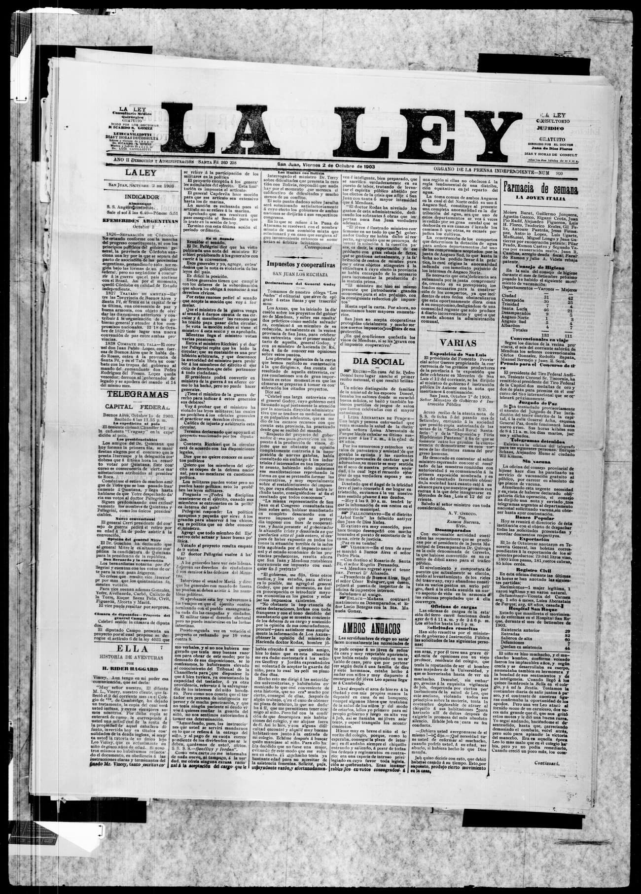 Portada · 2 de Octubre de 1903