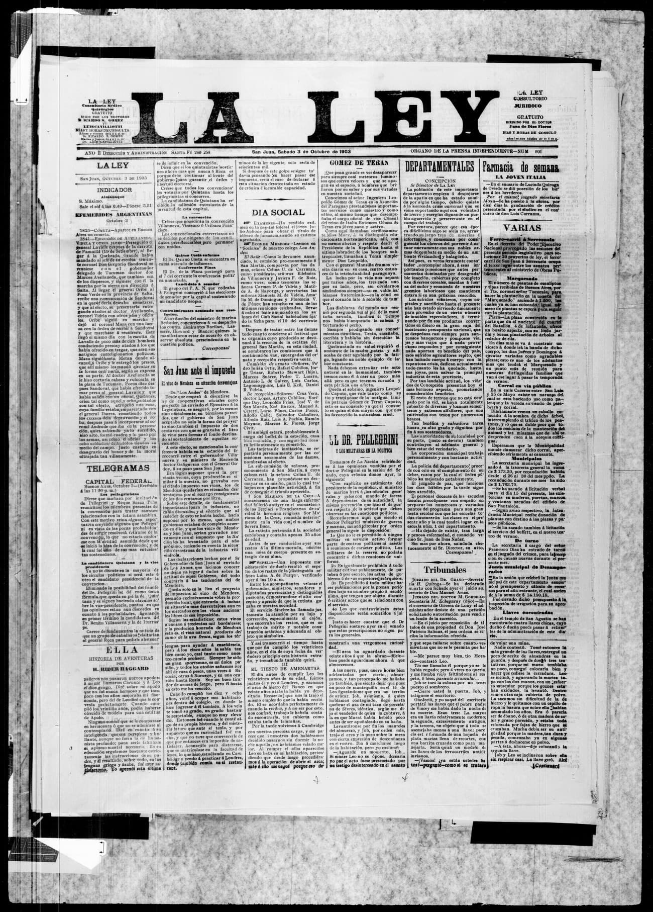 Portada · 3 de Octubre de 1903