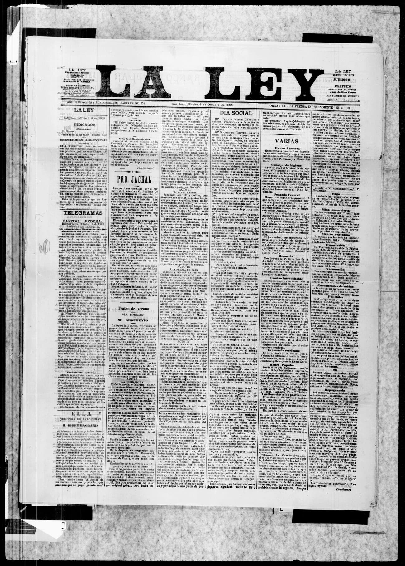Portada · 6 de Octubre de 1903