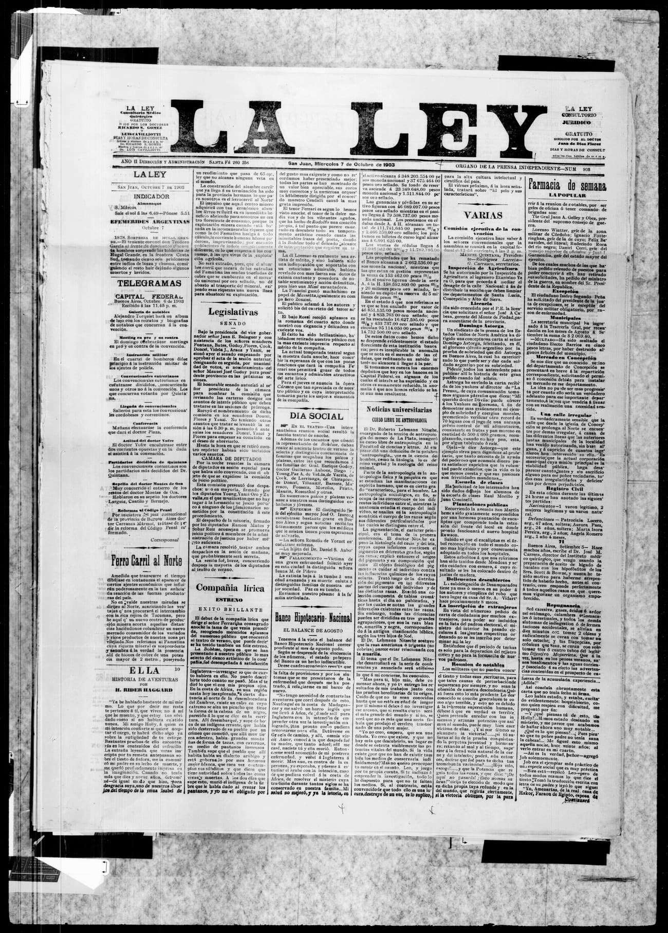 Portada · 7 de Octubre de 1903