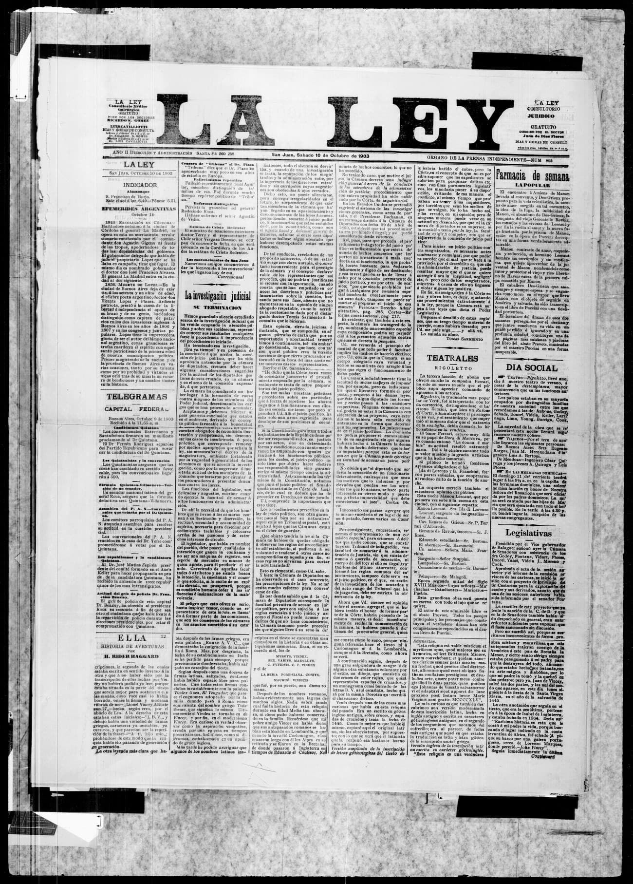 Portada · 10 de Octubre de 1903