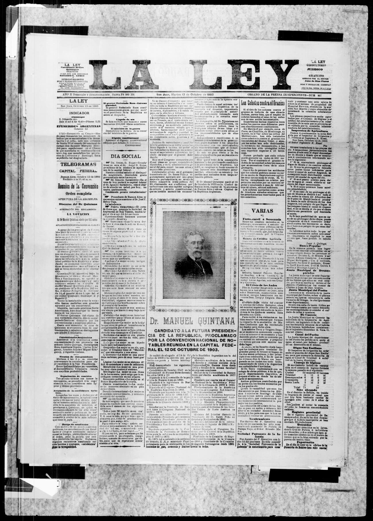 Portada · 13 de Octubre de 1903