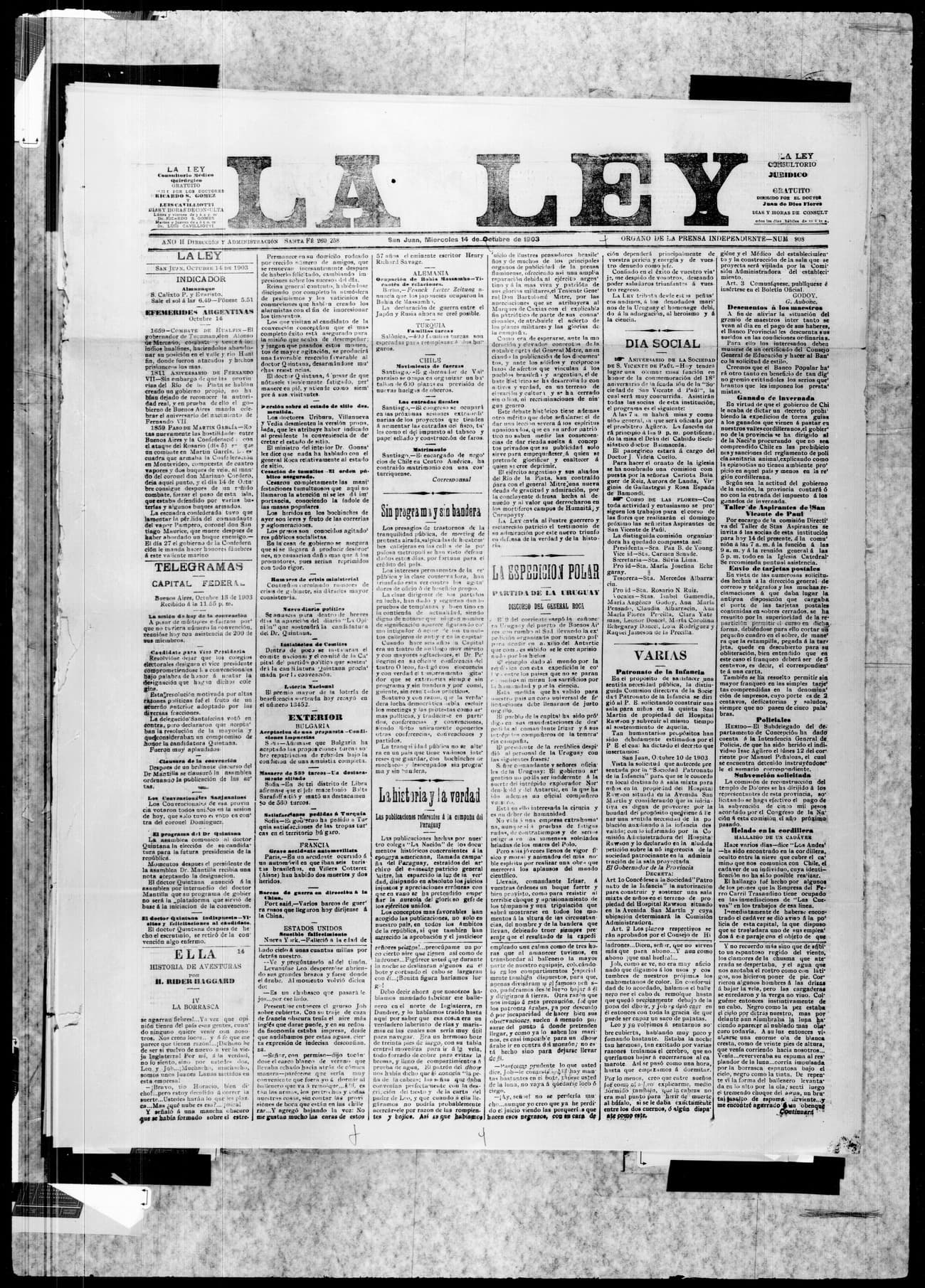 Portada · 14 de Octubre de 1903