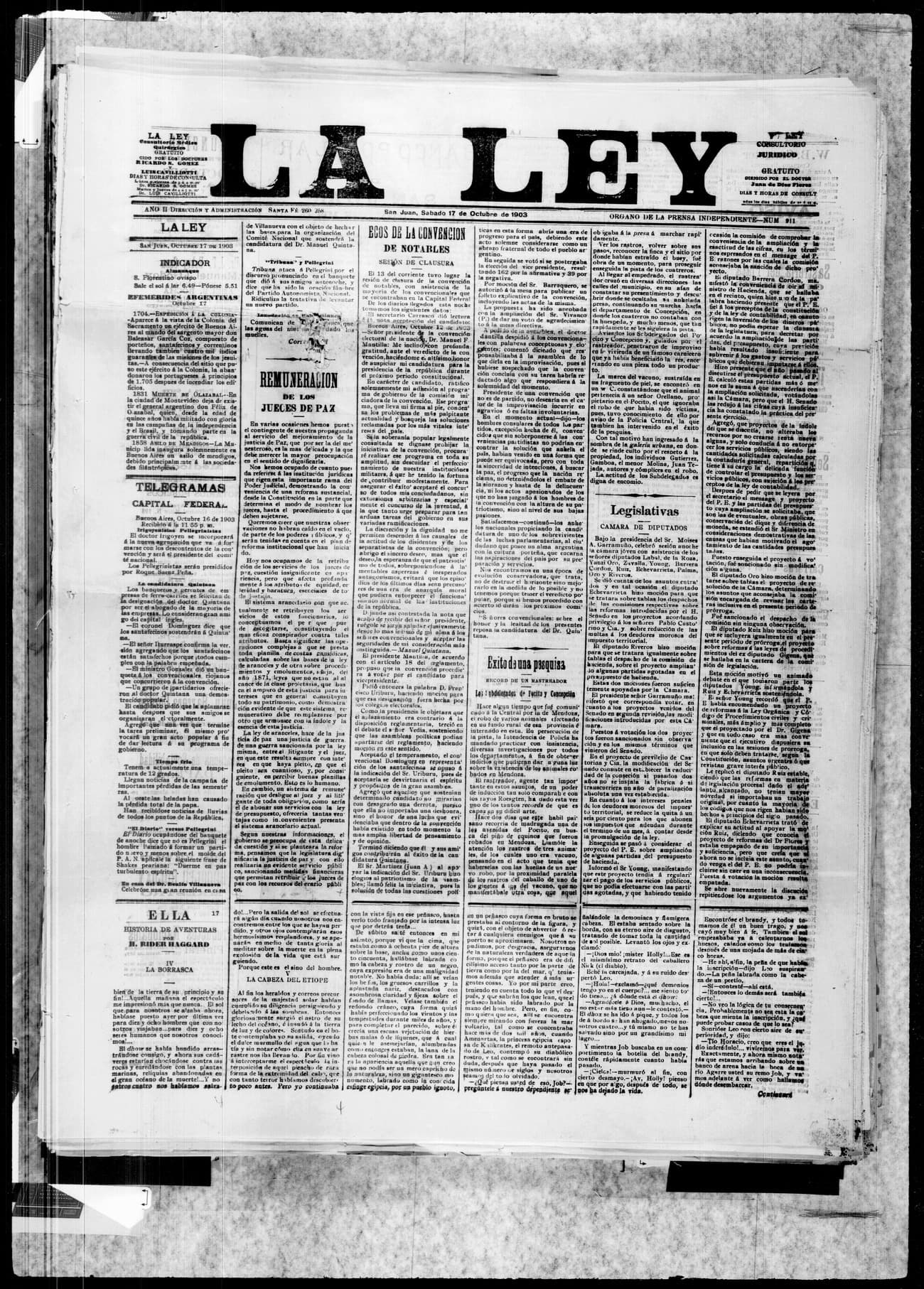 Portada · 17 de Octubre de 1903