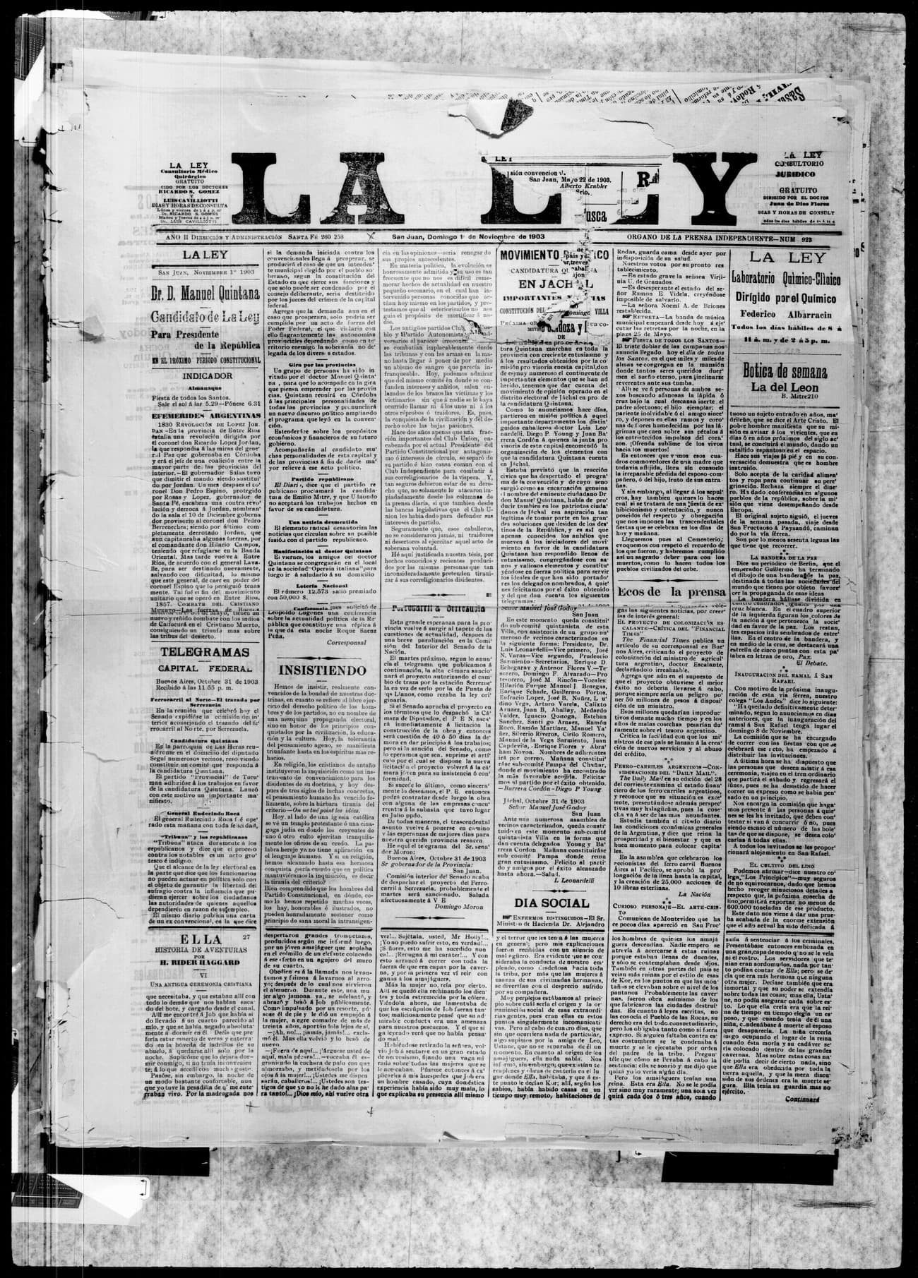 Portada · 1 de Noviembre de 1903