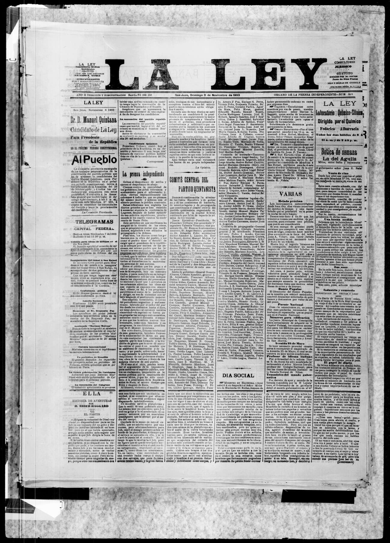 Portada · 8 de Noviembre de 1903