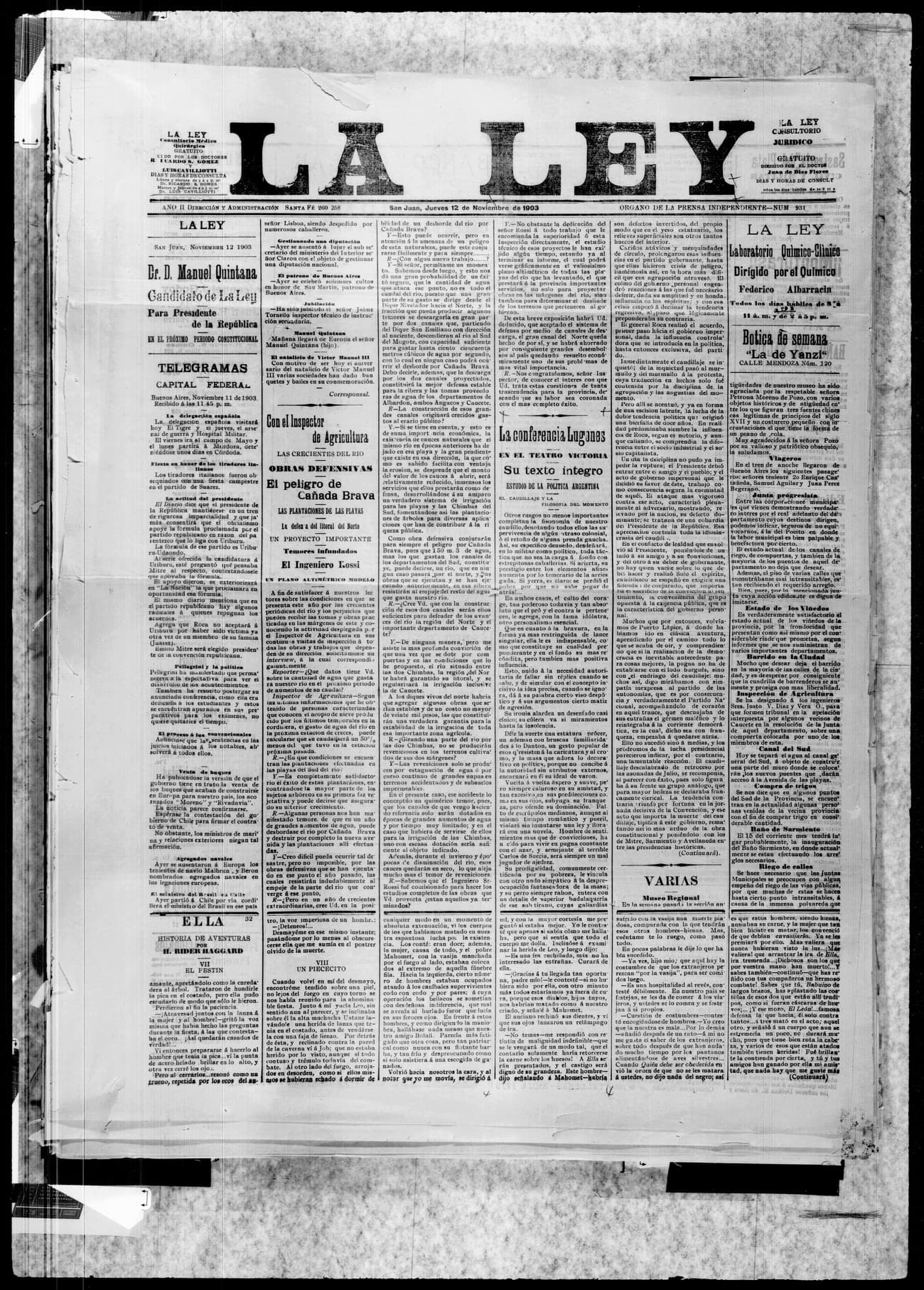 Portada · 12 de Noviembre de 1903