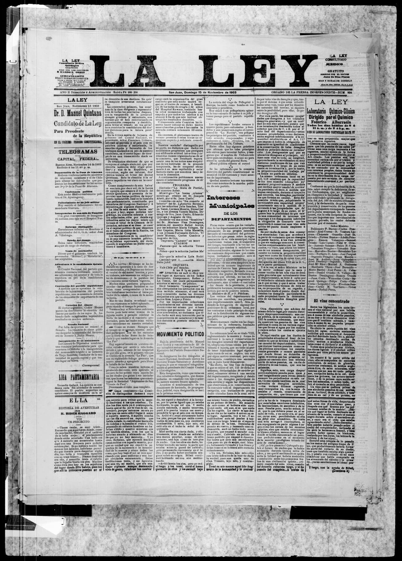 Portada · 15 de Noviembre de 1903