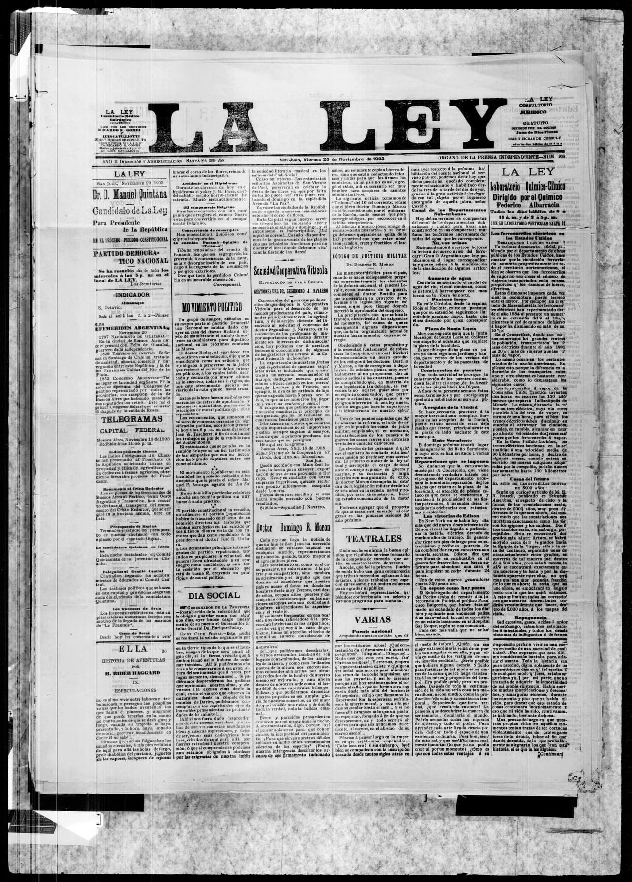 Portada · 20 de Noviembre de 1903