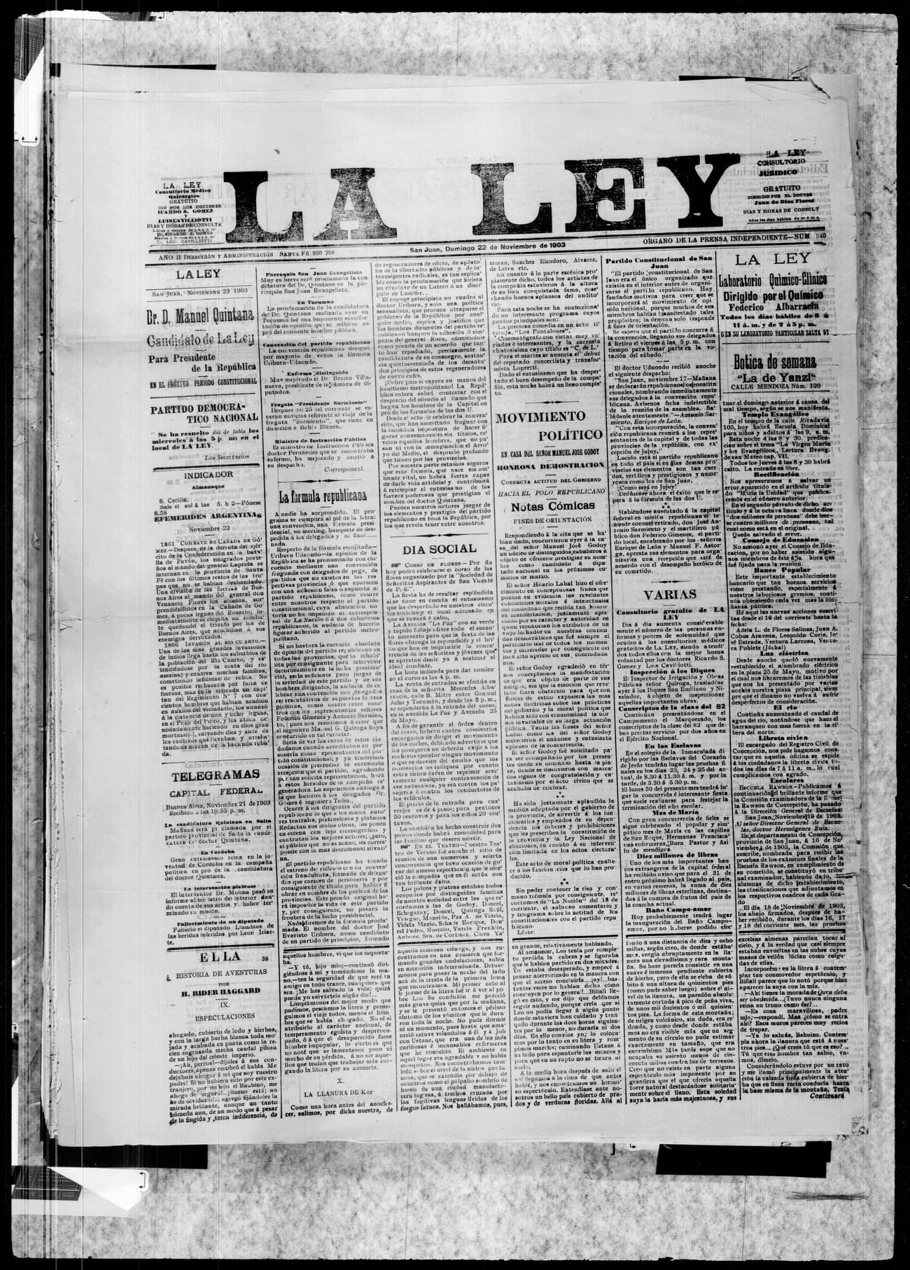 Portada · 22 de Noviembre de 1903