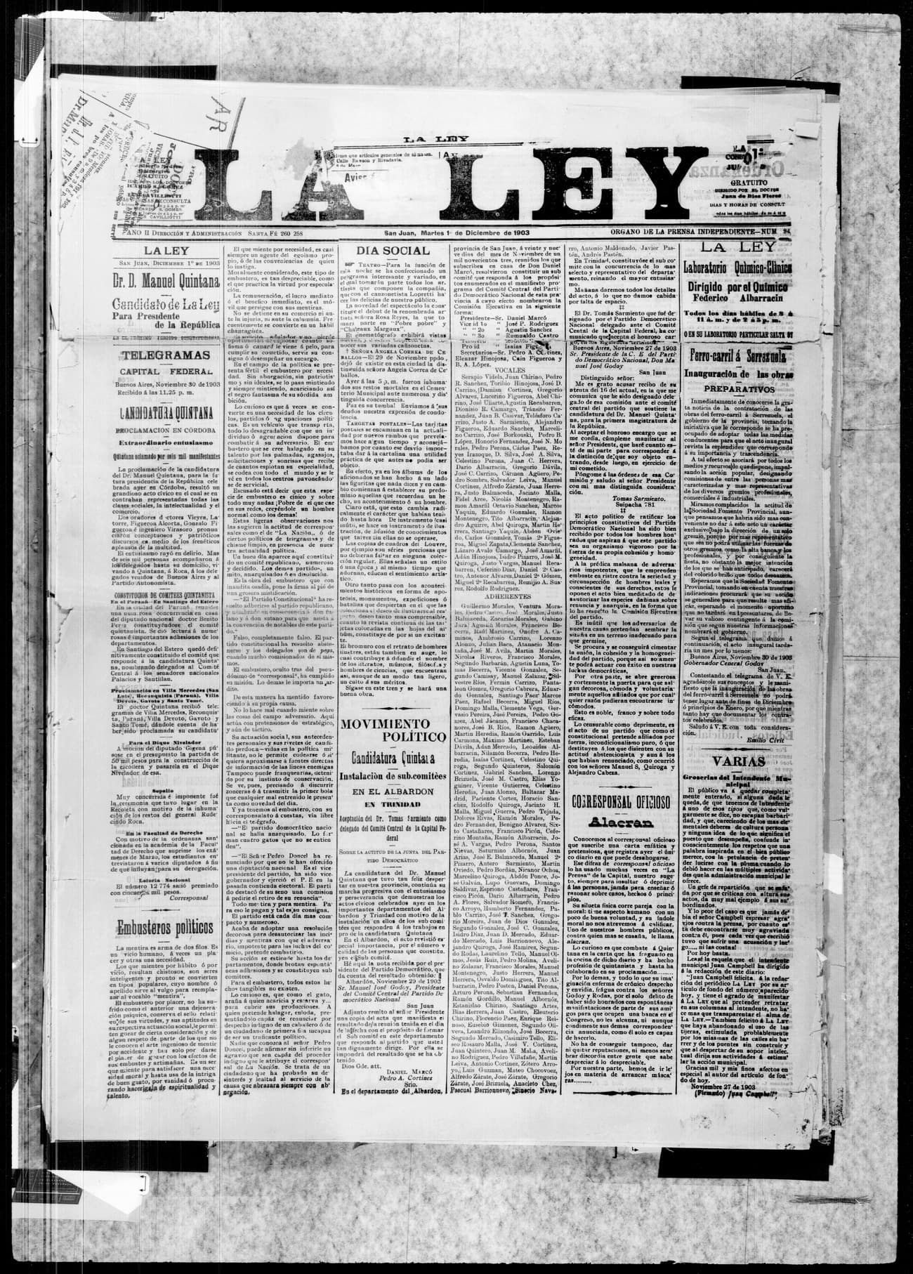 Portada · 1 de Diciembre de 1903