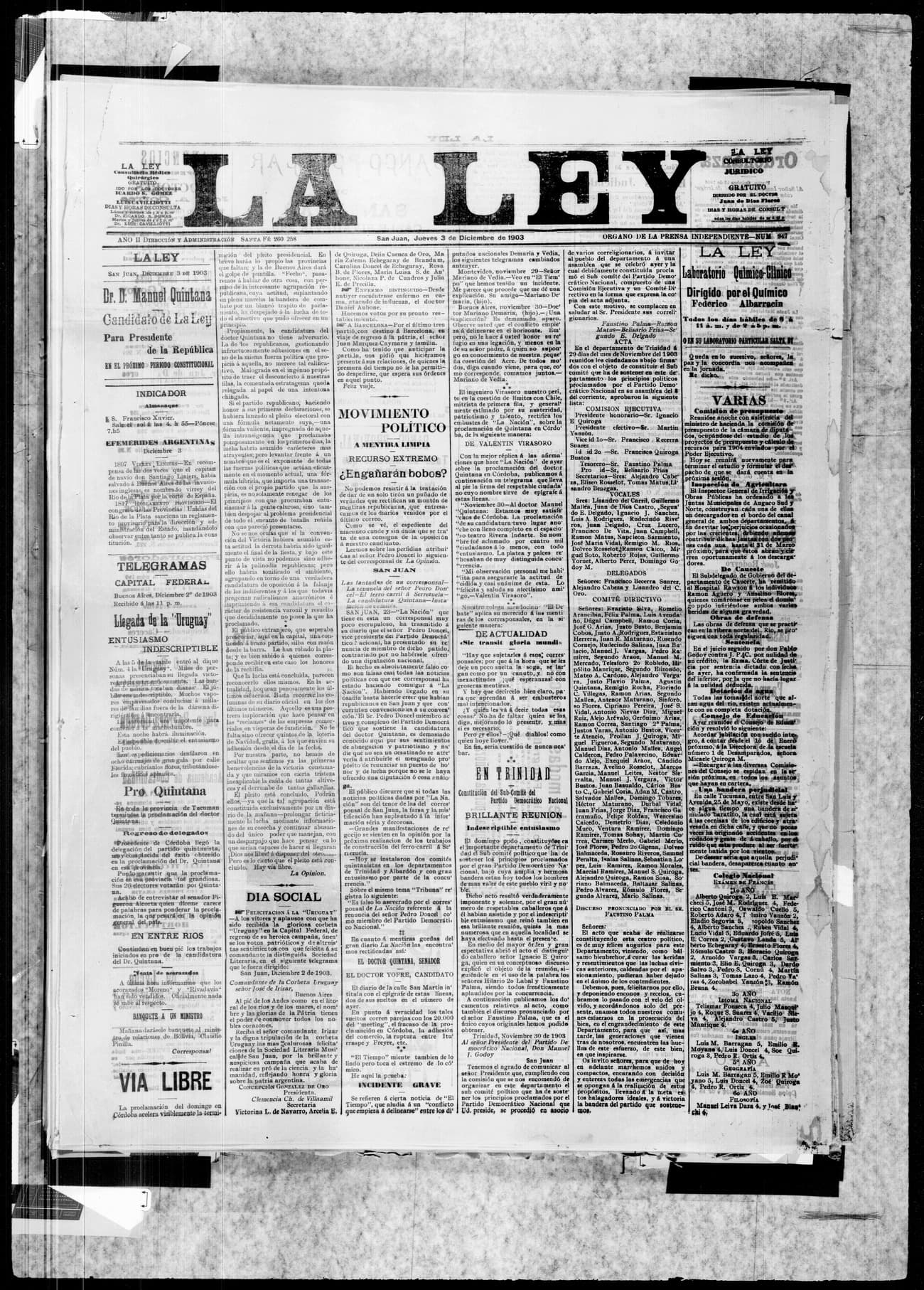Portada · 3 de Diciembre de 1903