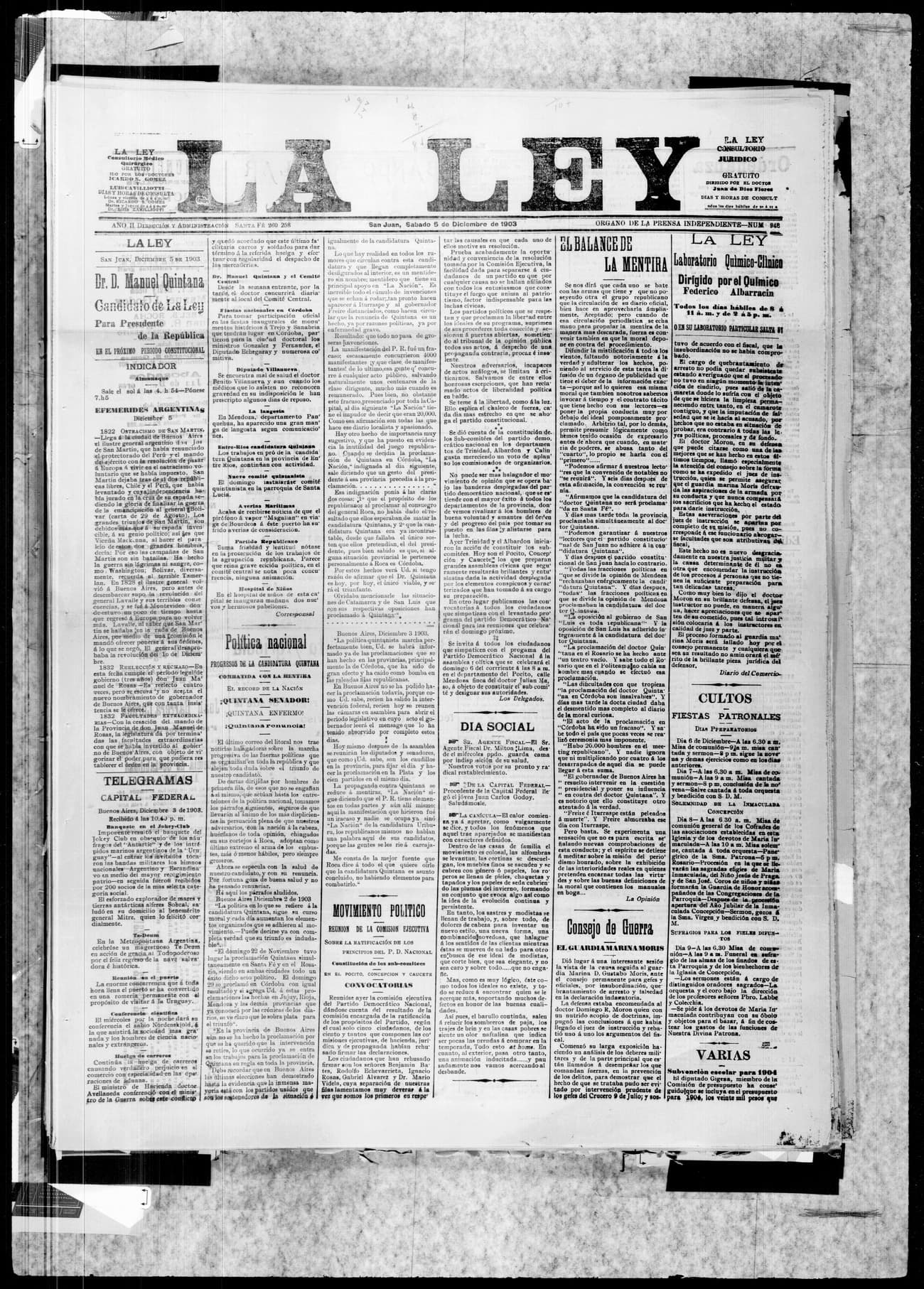 Portada · 5 de Diciembre de 1903