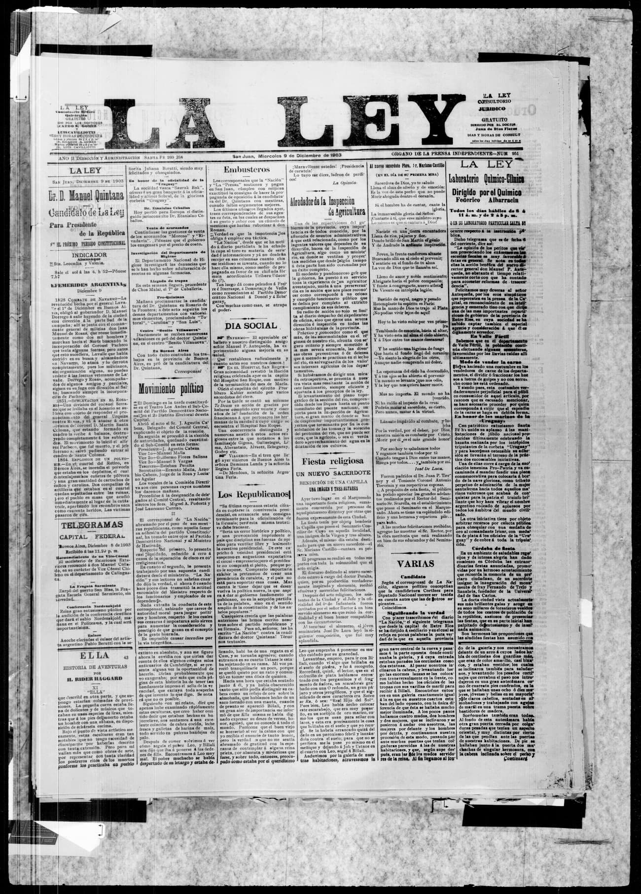 Portada · 9 de Diciembre de 1903