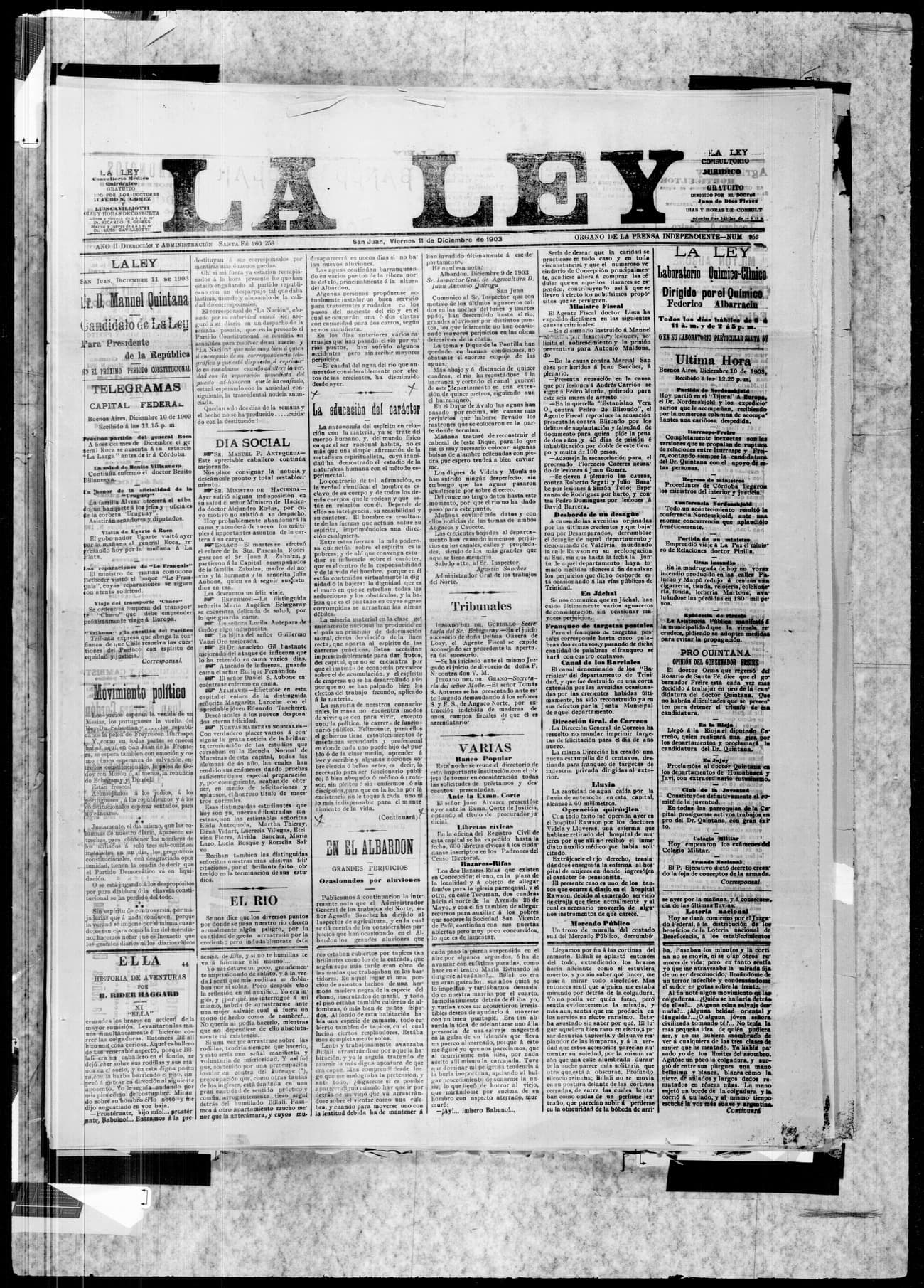 Portada · 11 de Diciembre de 1903