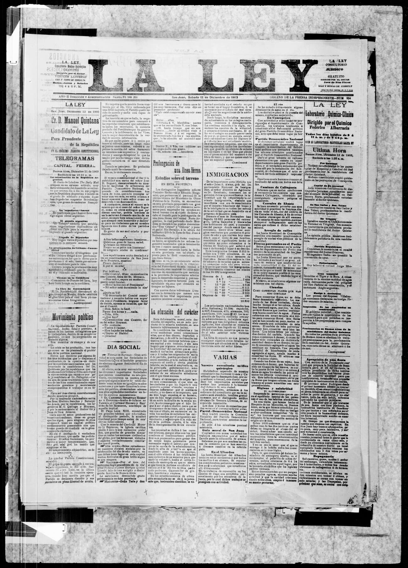 Portada · 12 de Diciembre de 1903