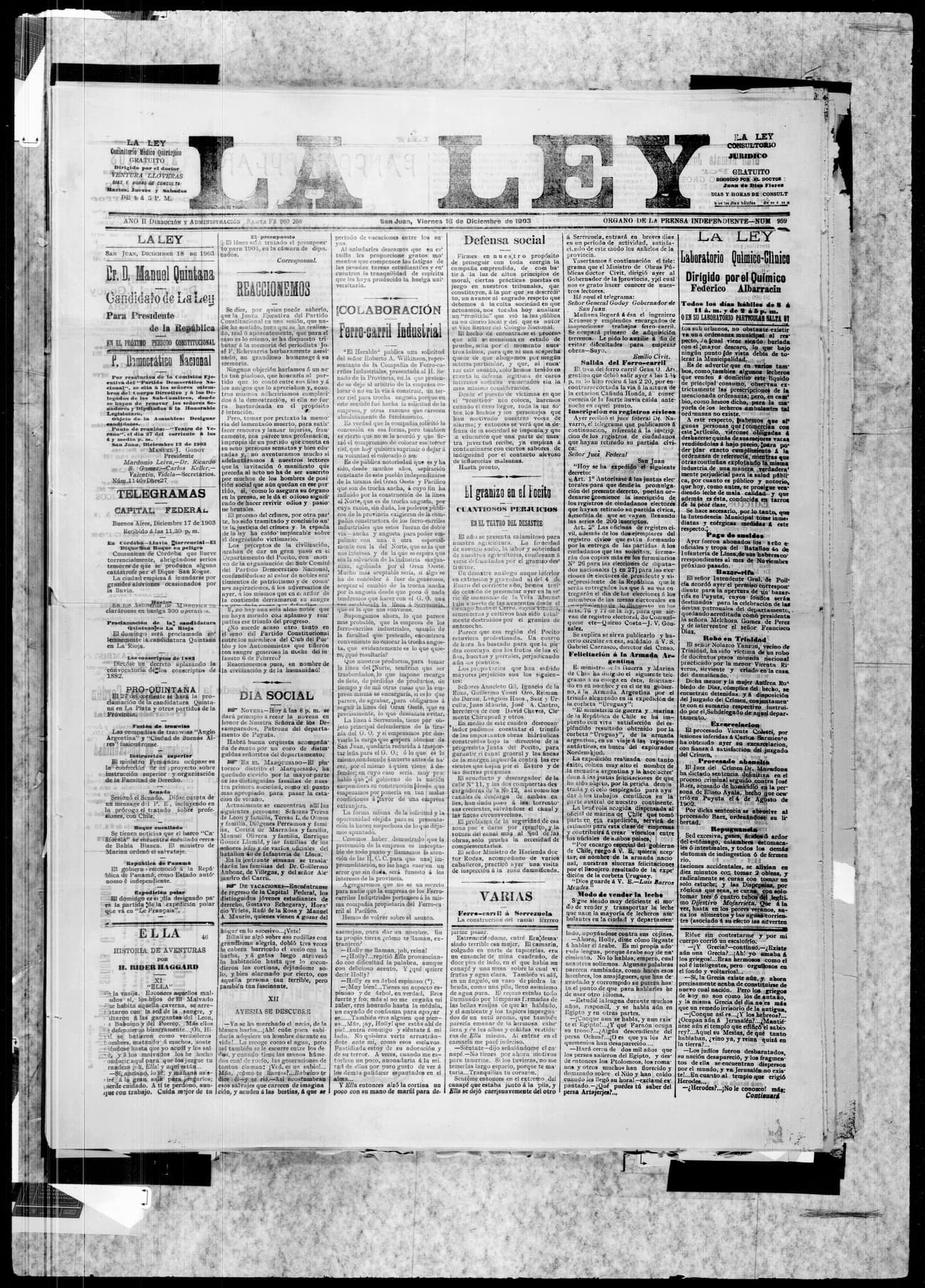Portada · 18 de Diciembre de 1903