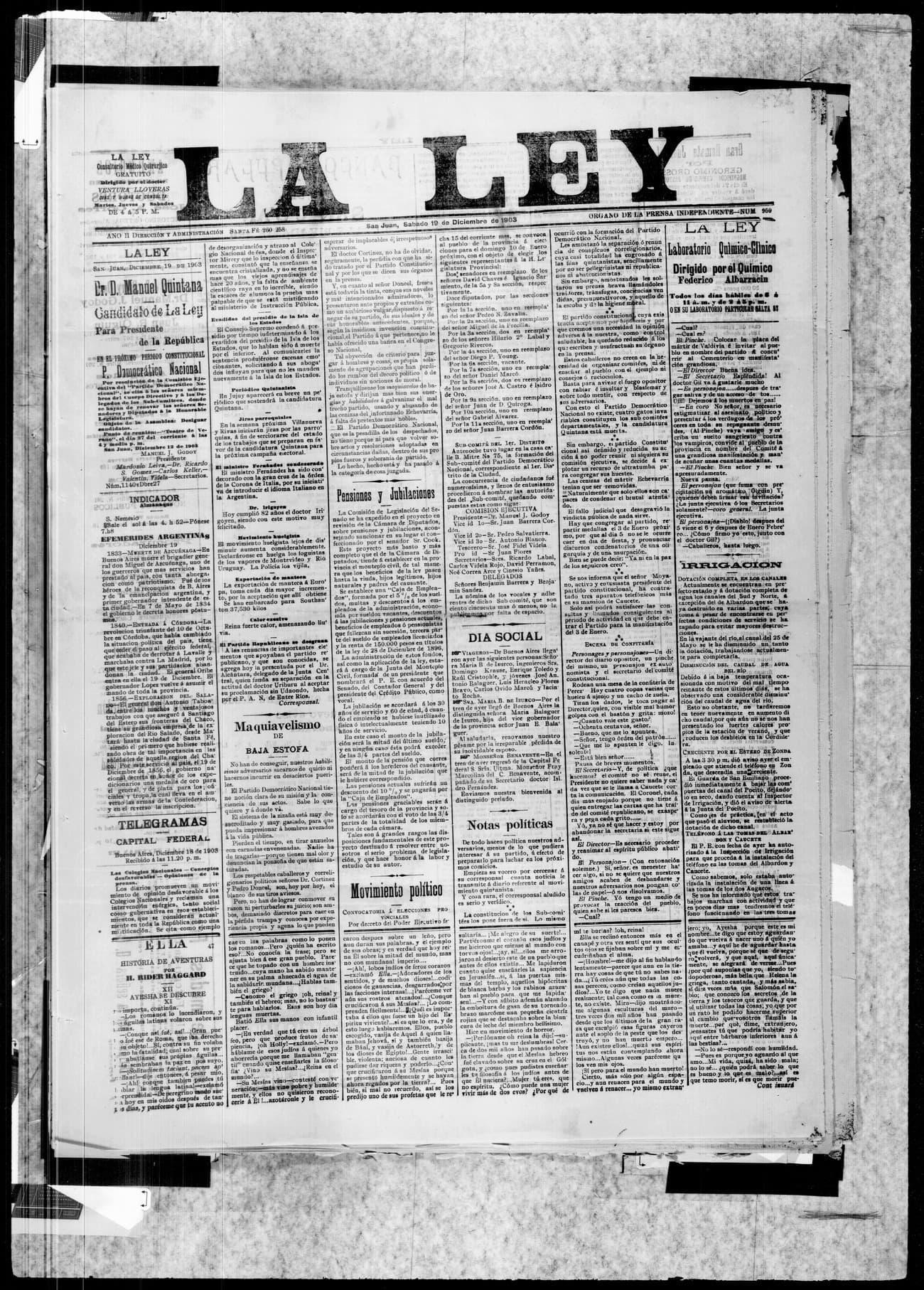 Portada · 19 de Diciembre de 1903