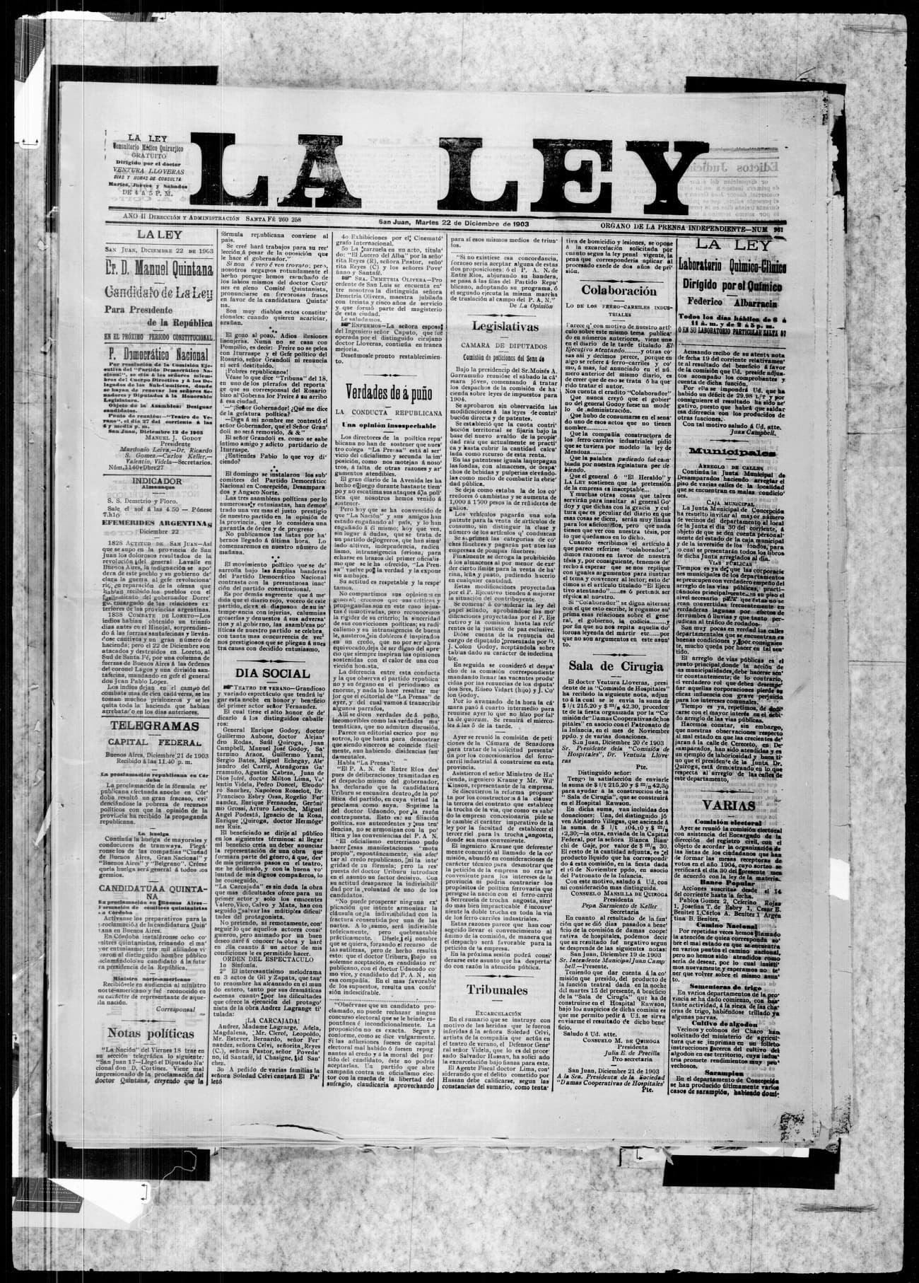 Portada · 22 de Diciembre de 1903