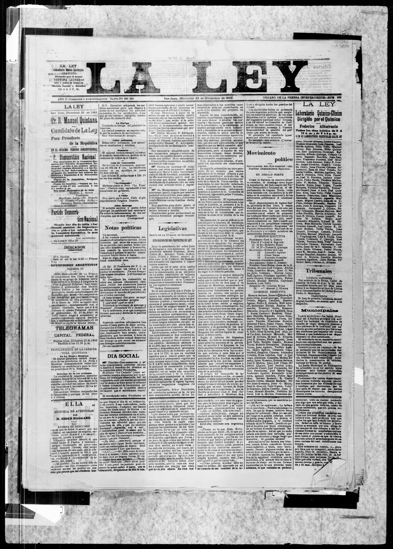 Portada · 23 de Diciembre de 1903