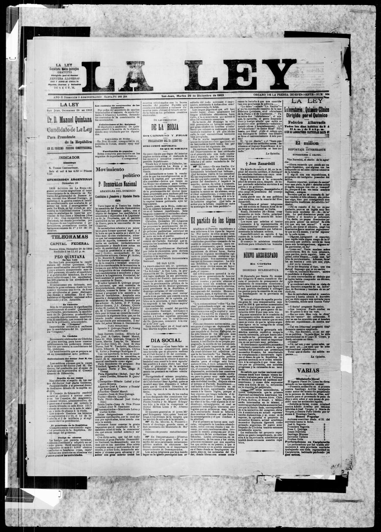 Portada · 29 de Diciembre de 1903