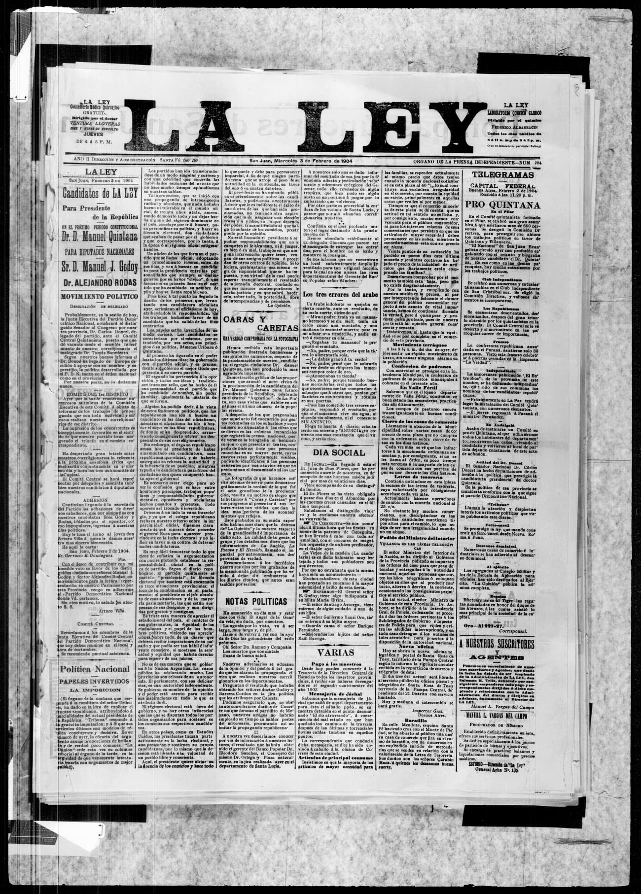 Portada · 3 de Febrero de 1904