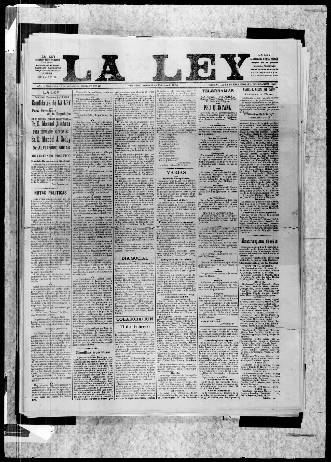 Portada · 11 de Febrero de 1904