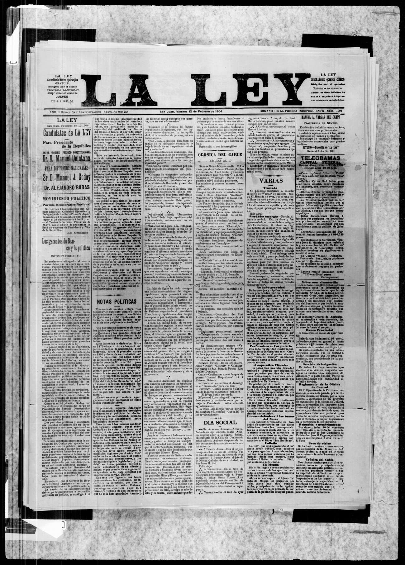 Portada · 12 de Febrero de 1904