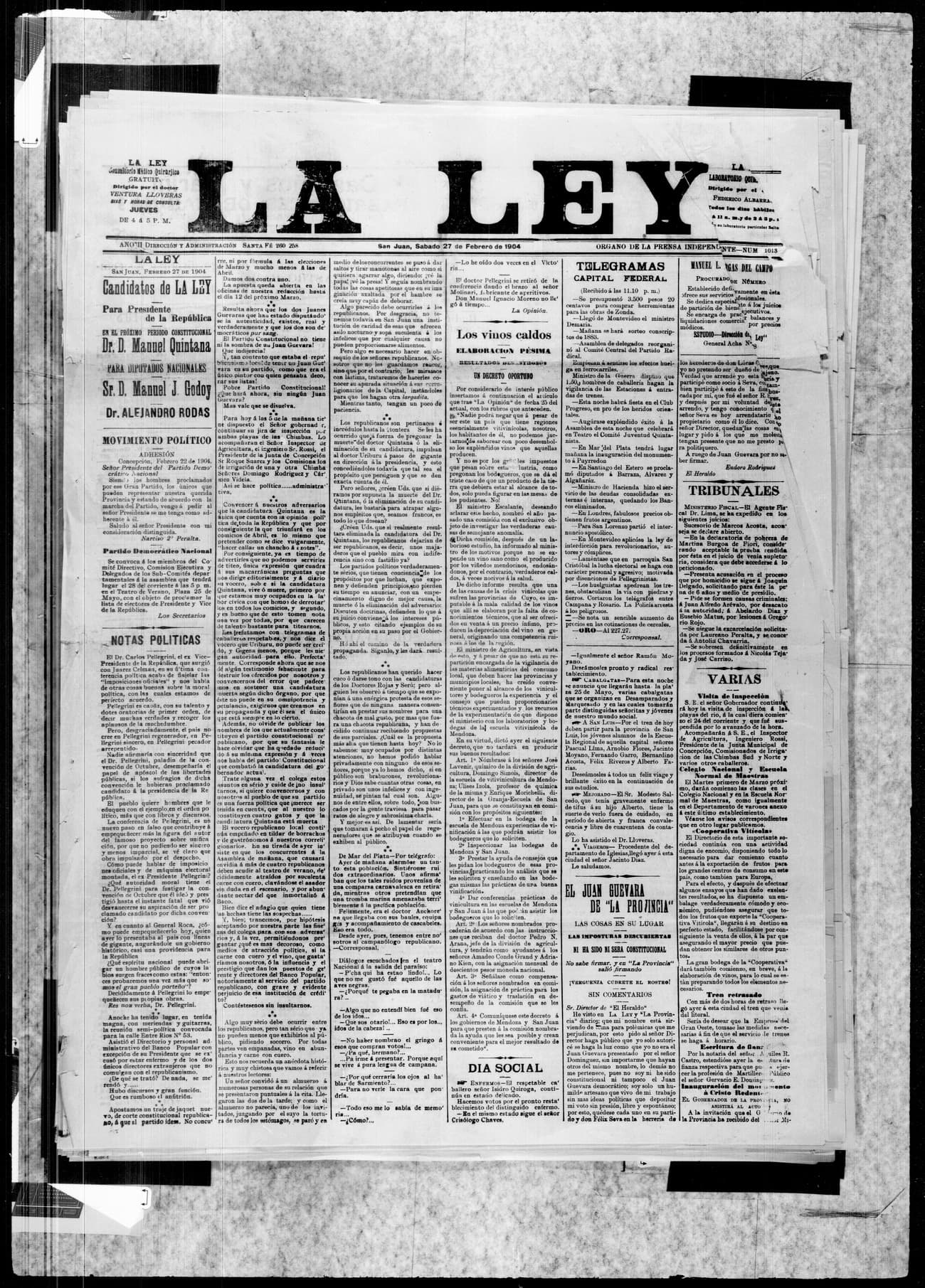 Portada · 27 de Febrero de 1904