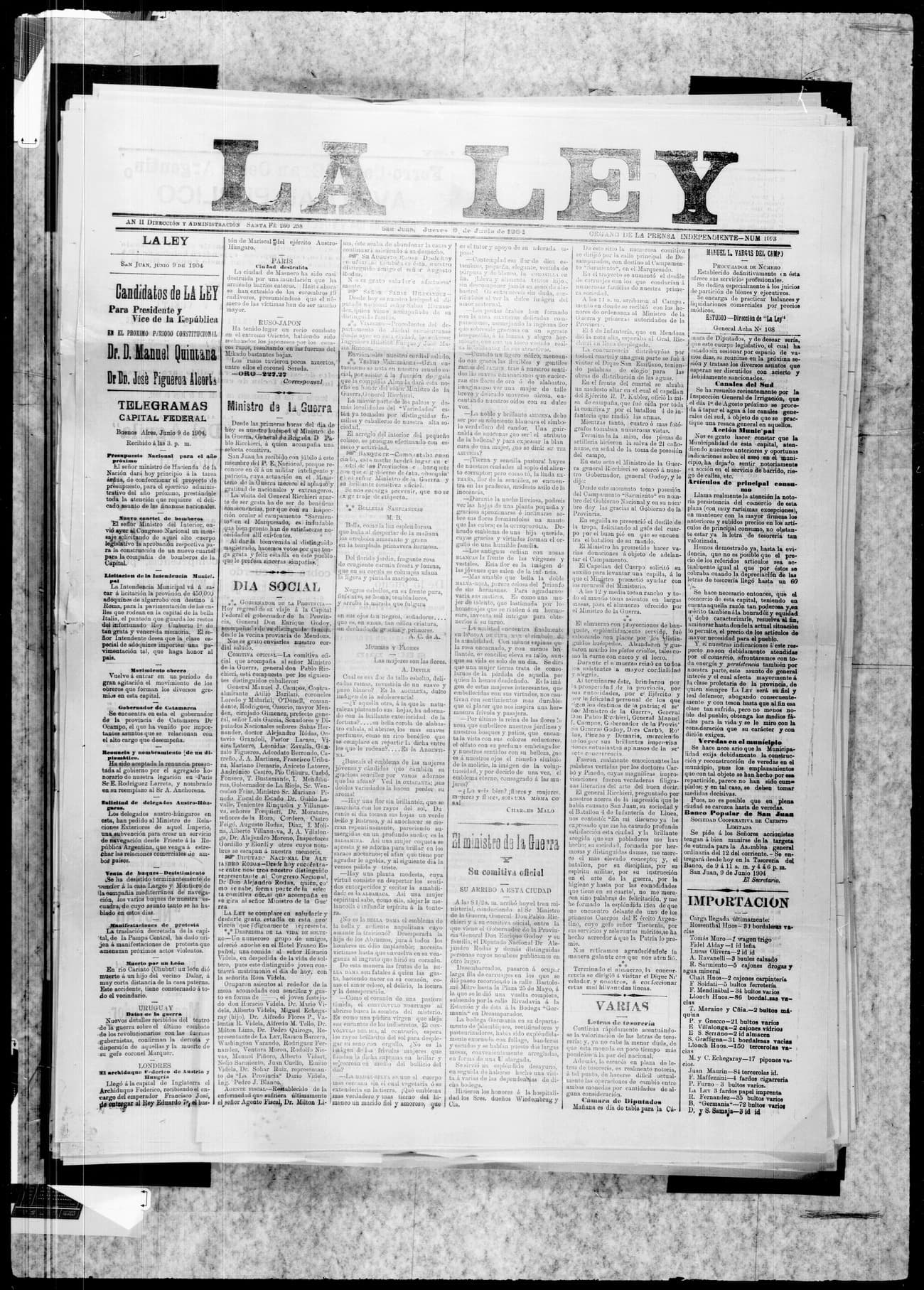 Portada · 9 de Junio de 1904