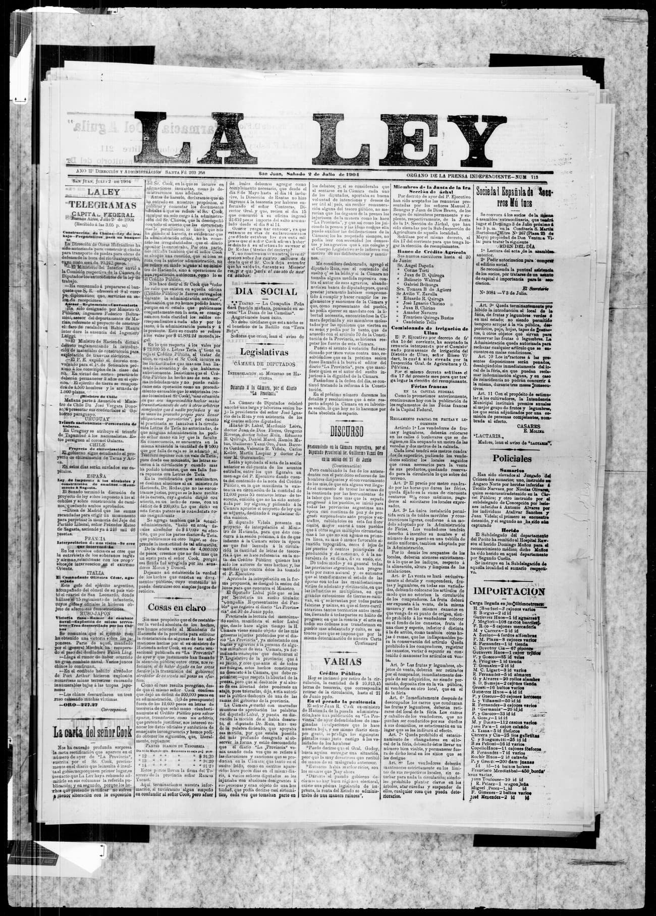 Portada · 2 de Julio de 1904
