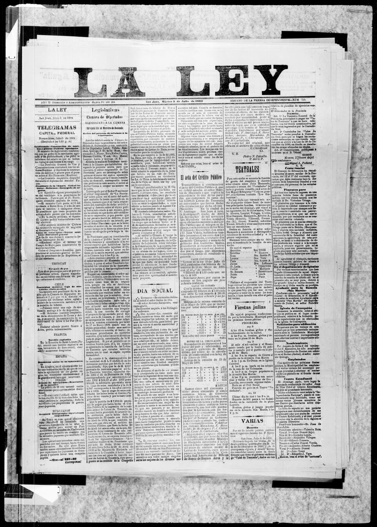 Portada · 3 de Julio de 1904