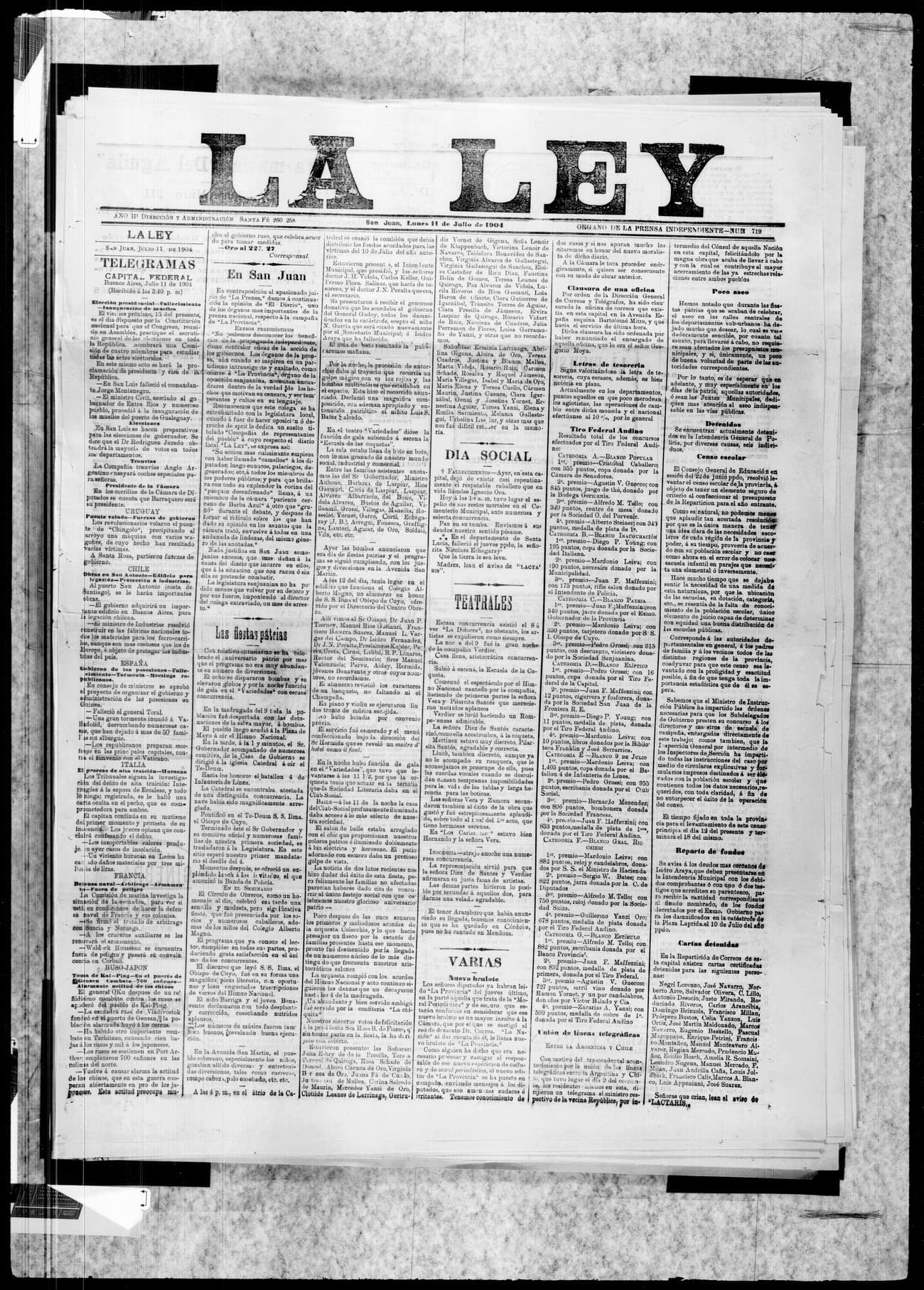 Portada · 11 de Julio de 1904