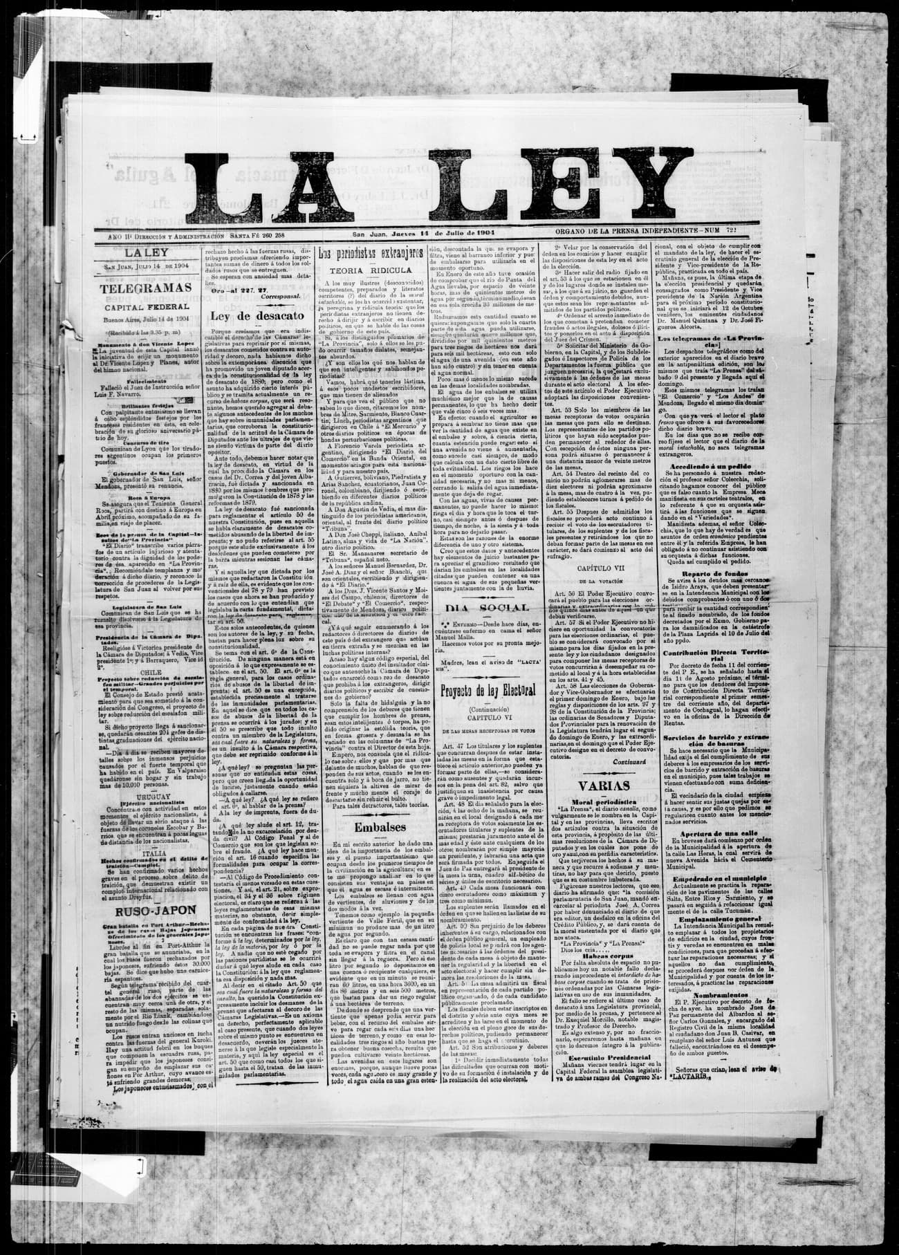 Portada · 14 de Julio de 1904