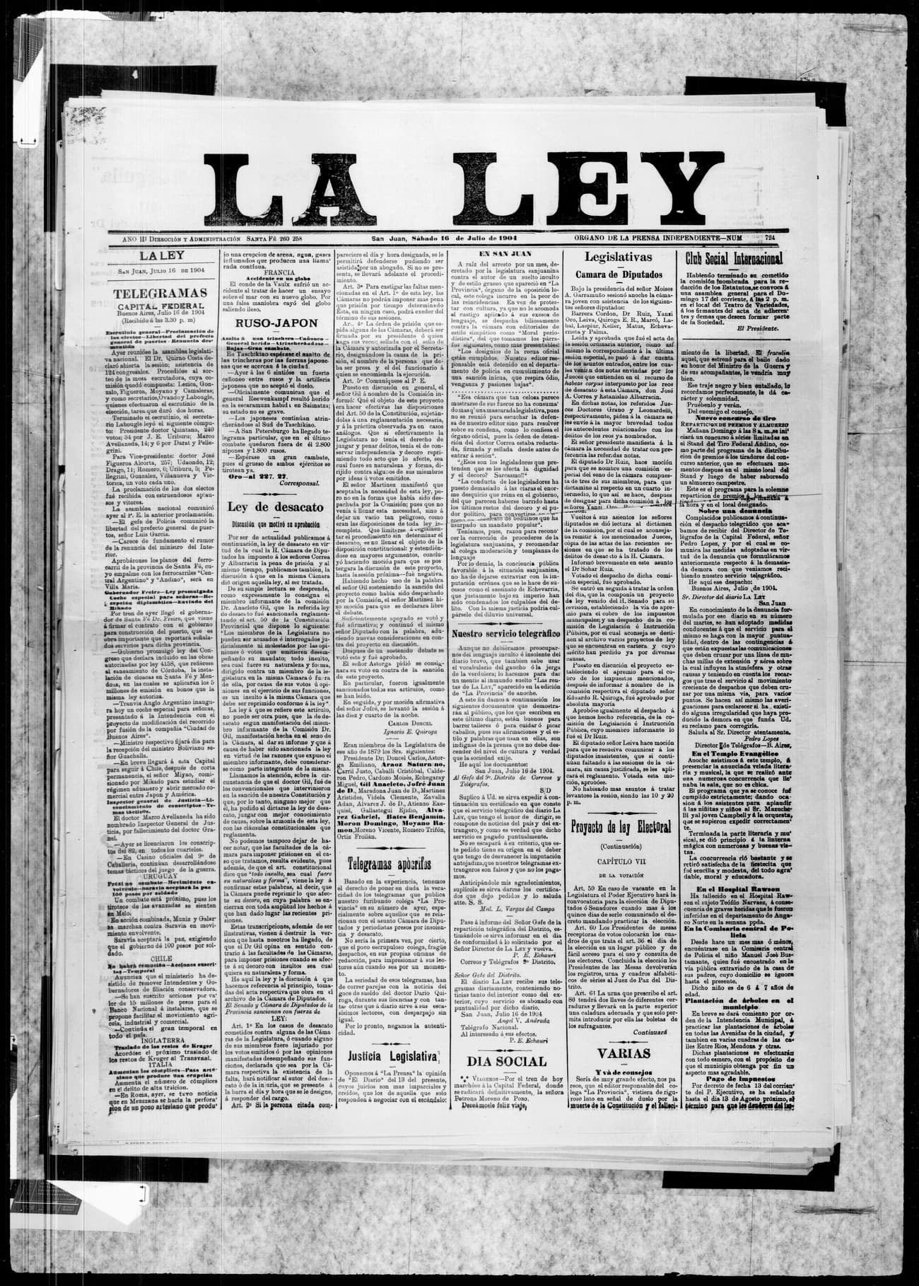 Portada · 16 de Julio de 1904