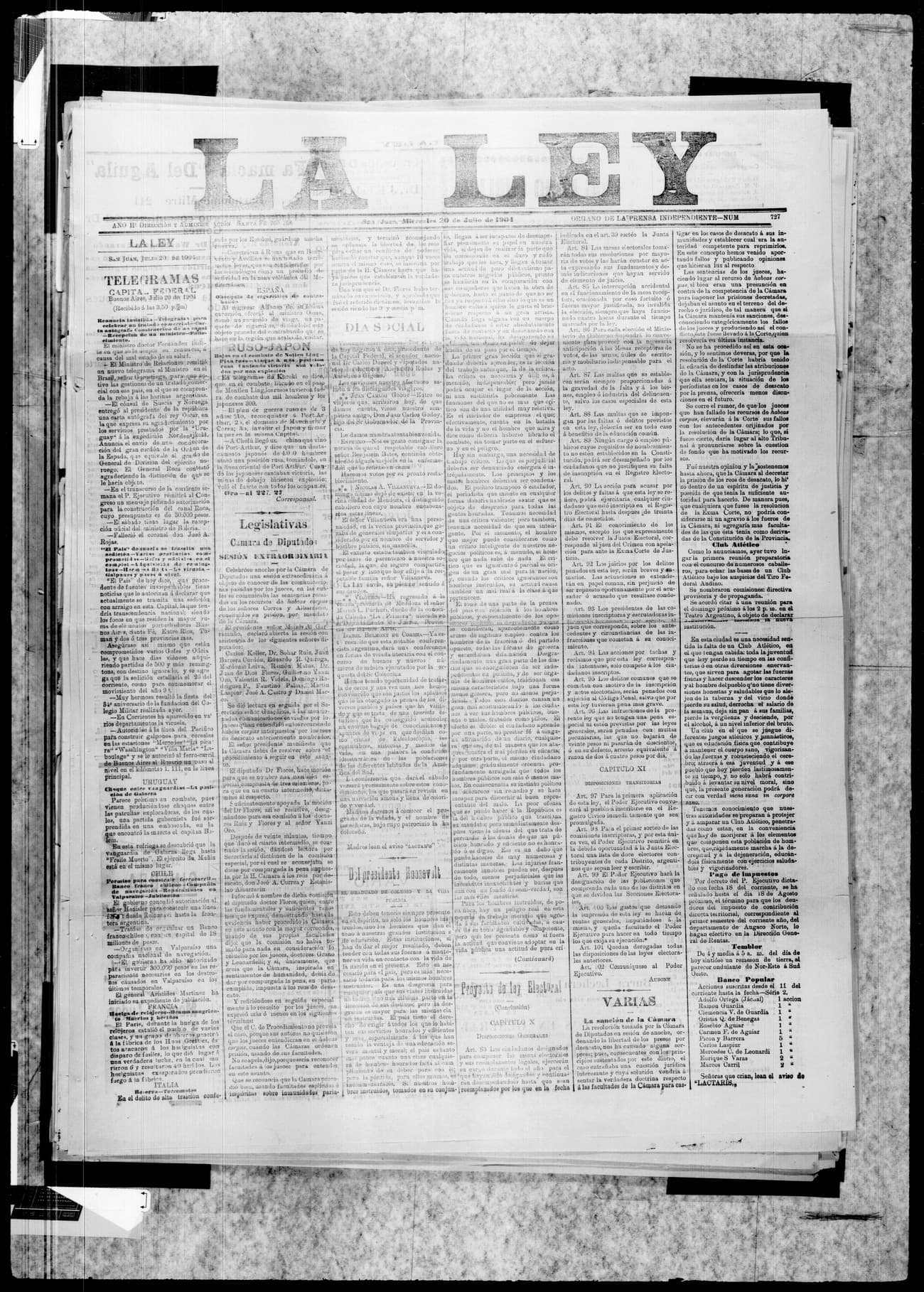 Portada · 20 de Julio de 1904
