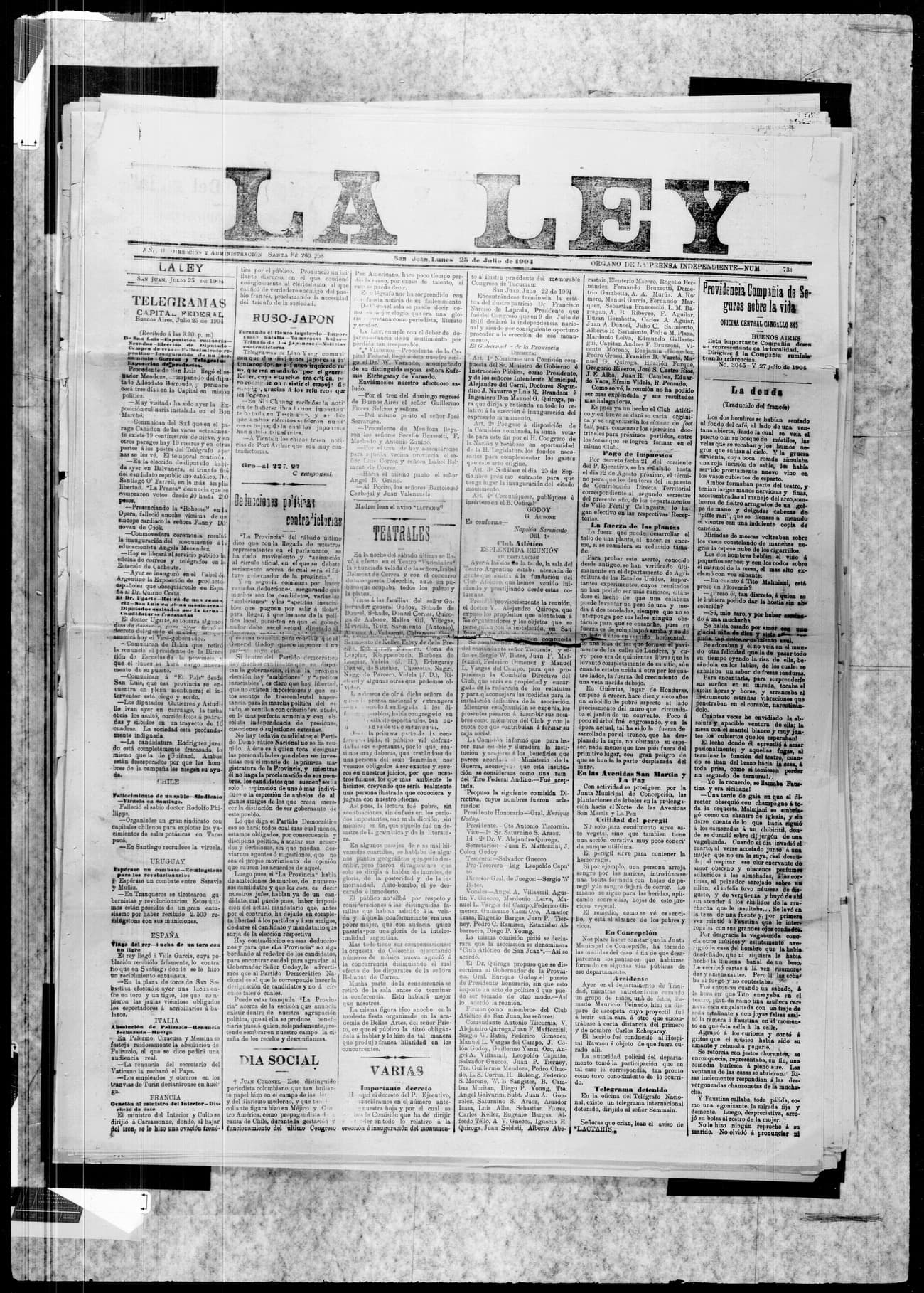 Portada · 25 de Julio de 1904