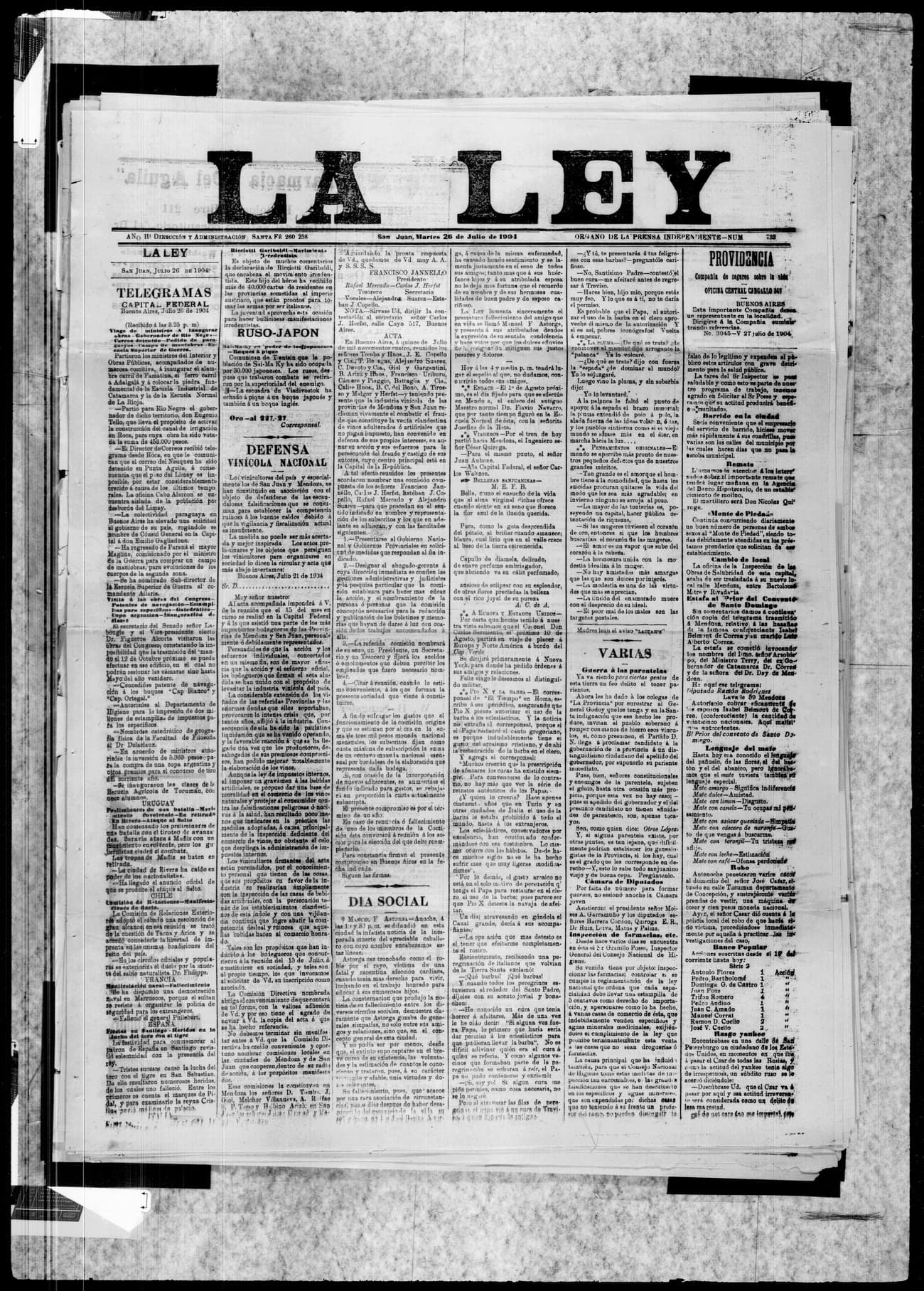 Portada de La Ley
