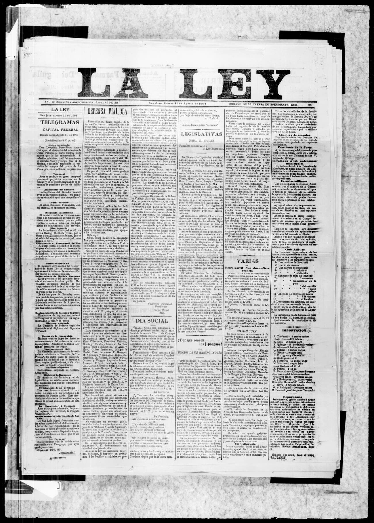 Portada · 11 de Agosto de 1904