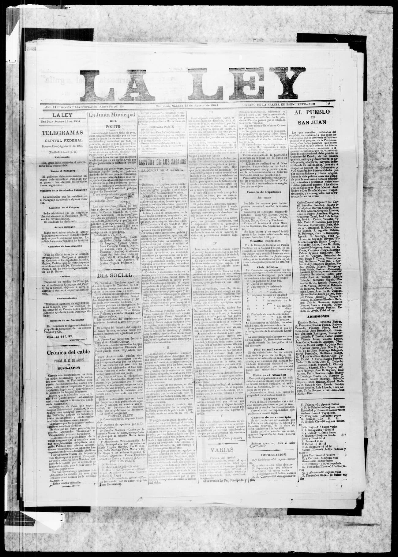 Portada · 13 de Agosto de 1904