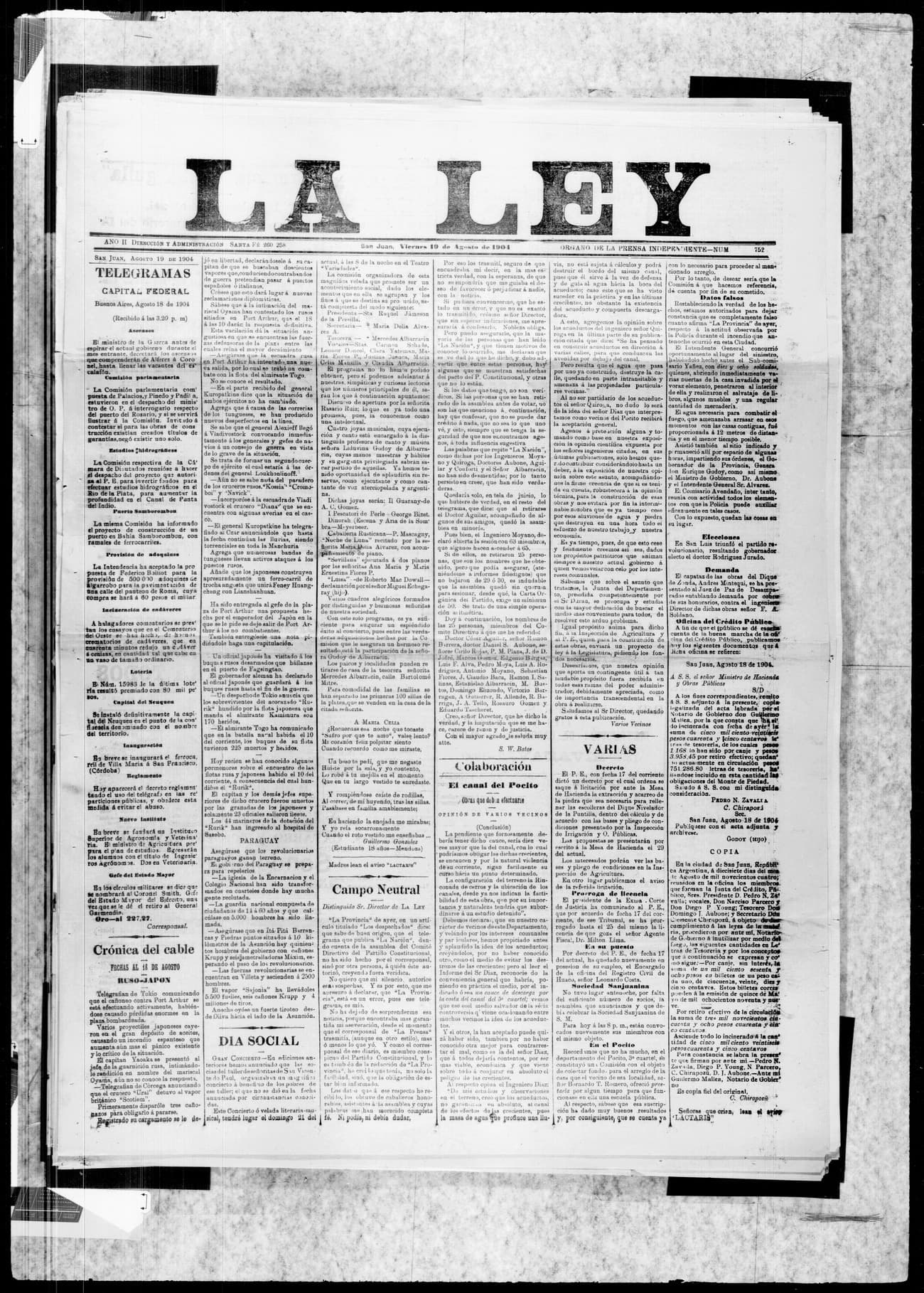 Portada · 19 de Agosto de 1904