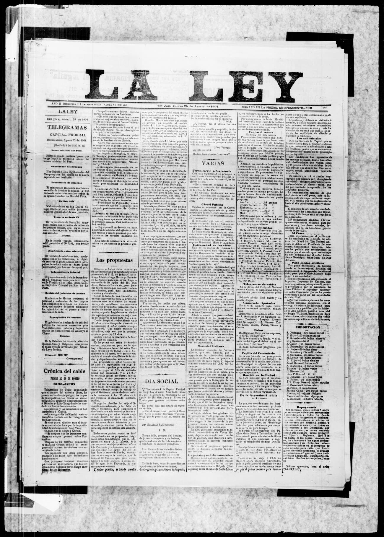 Portada · 25 de Agosto de 1904