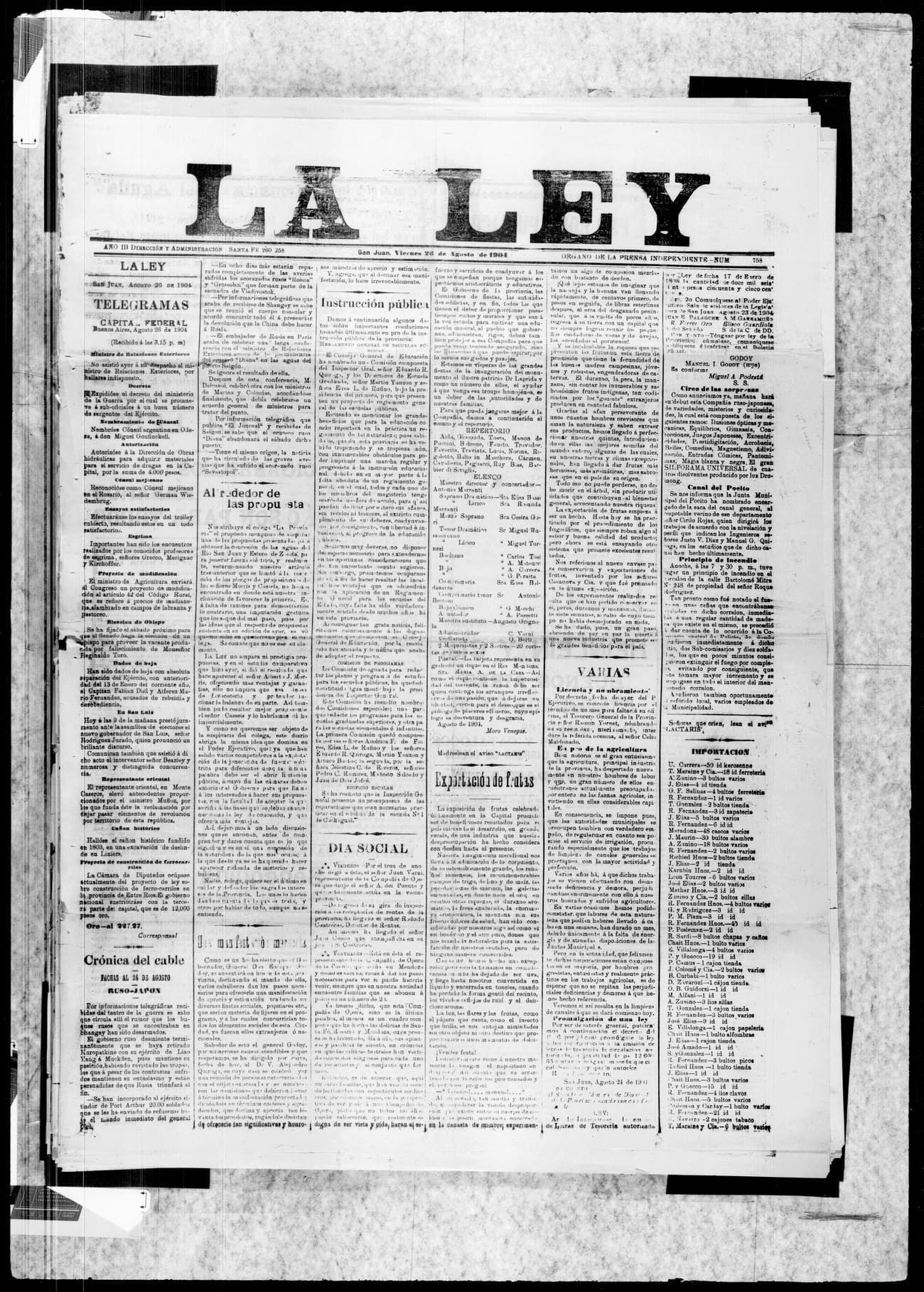 Portada · 26 de Agosto de 1904