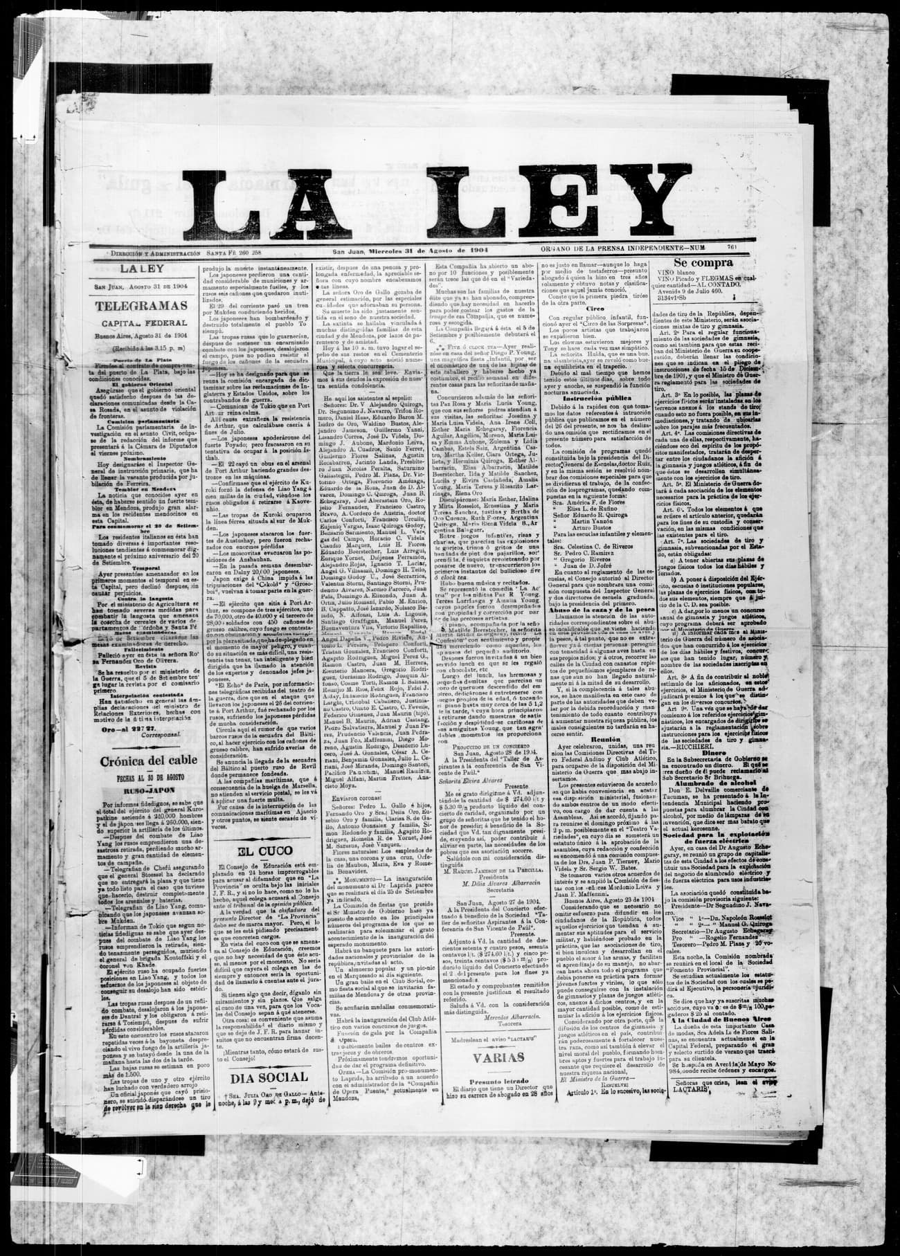 Portada · 31 de Agosto de 1904