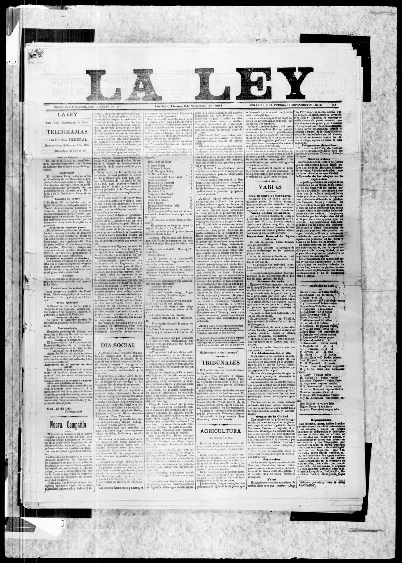Portada · 2 de Septiembre de 1904
