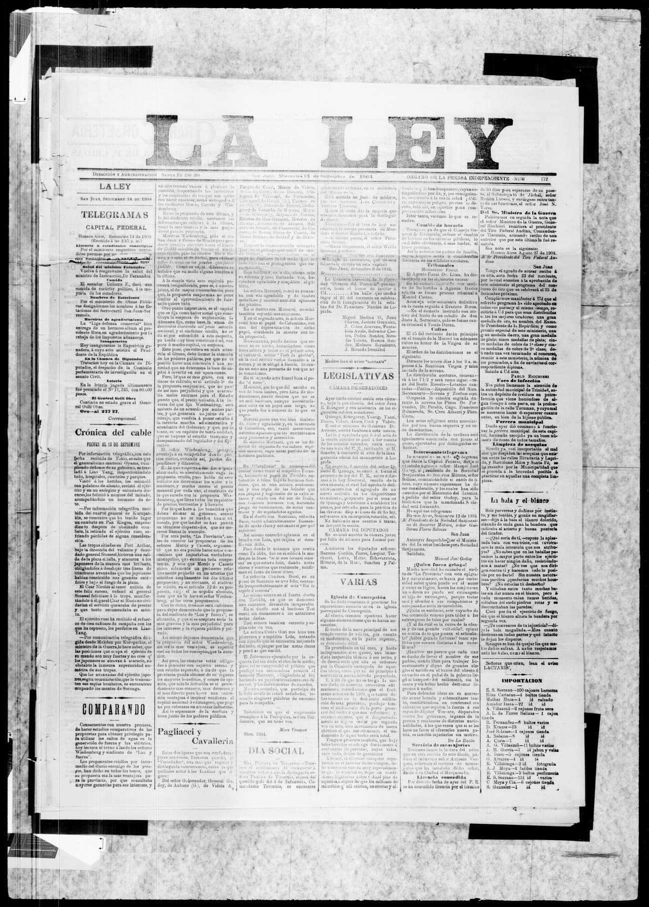 Portada · 14 de Septiembre de 1904