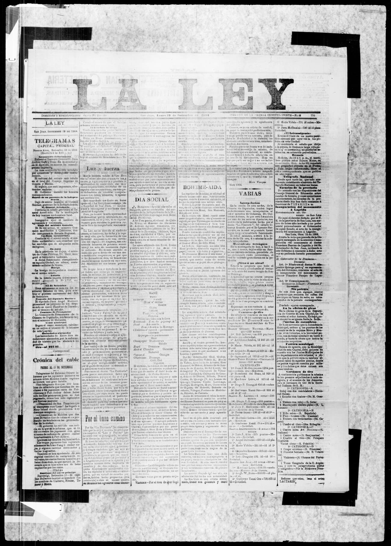 Portada · 19 de Septiembre de 1904