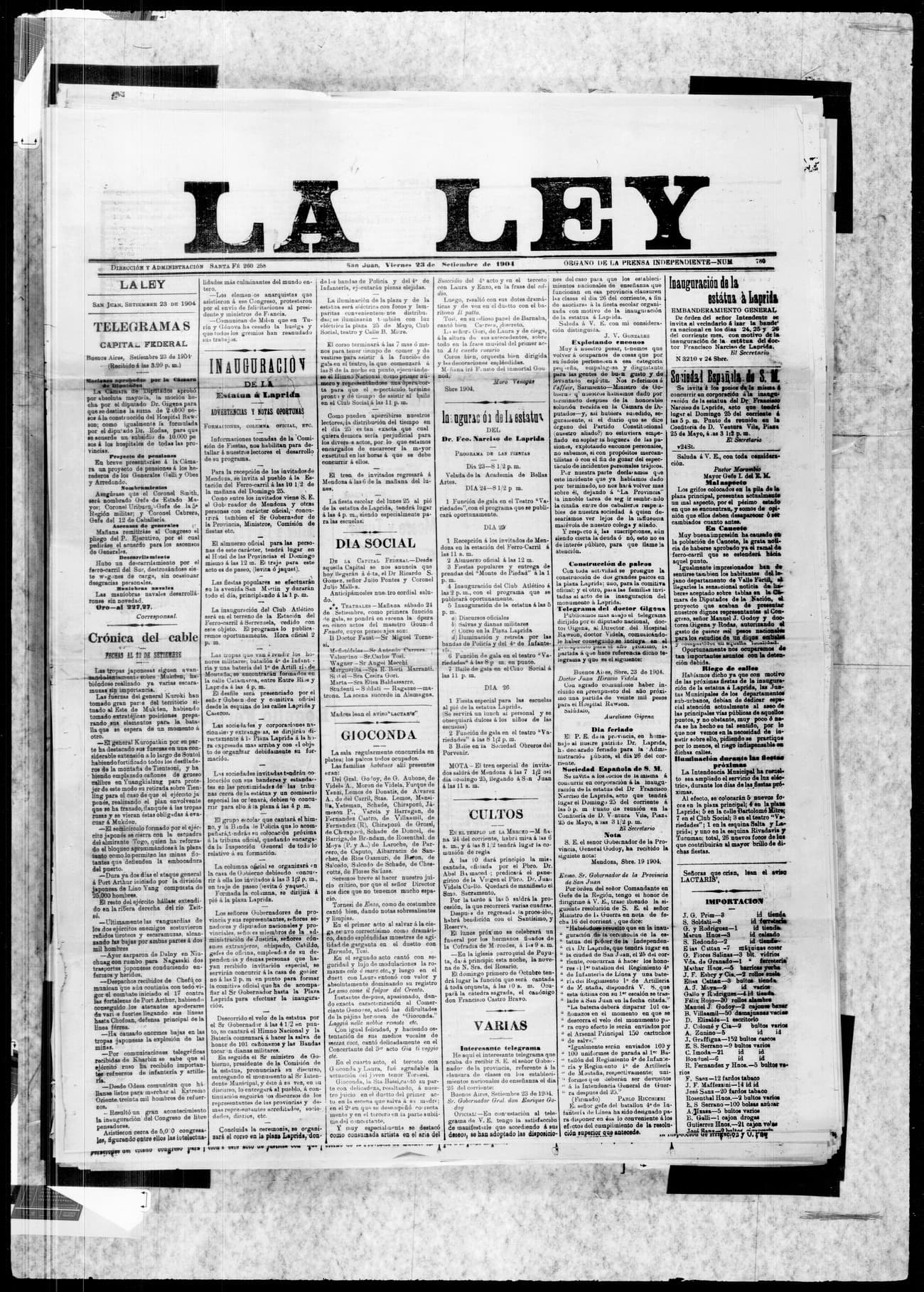 Portada · 23 de Septiembre de 1904