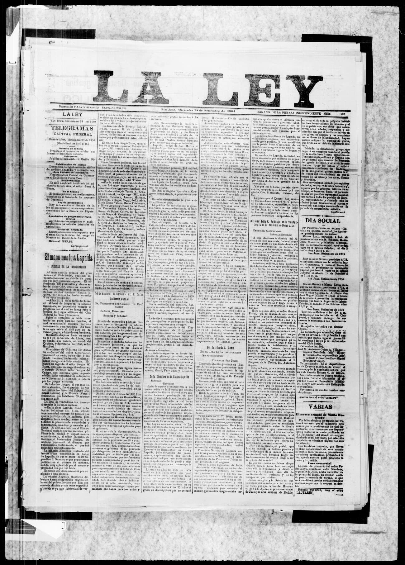 Portada · 28 de Septiembre de 1904