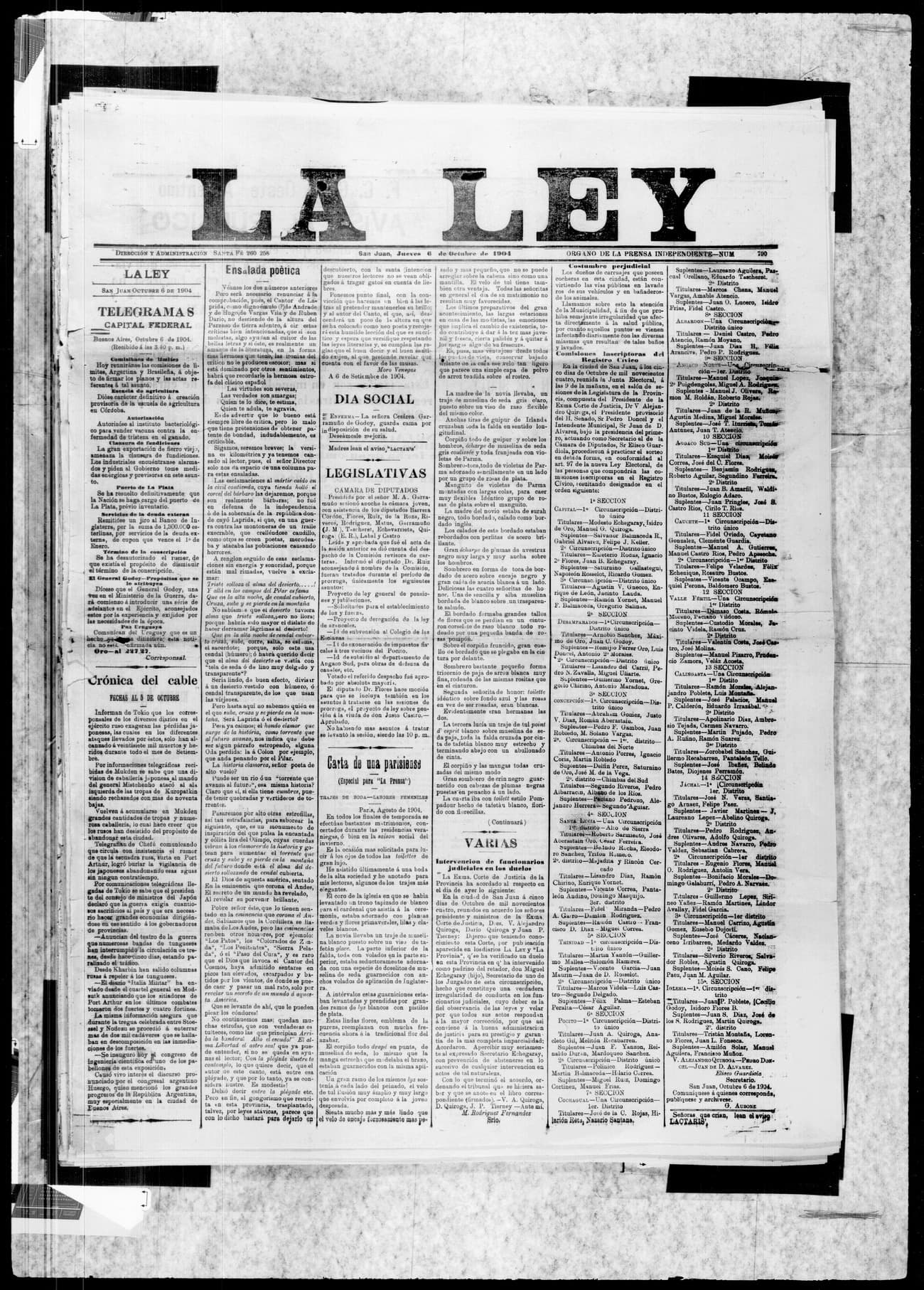 Portada · 6 de Octubre de 1904